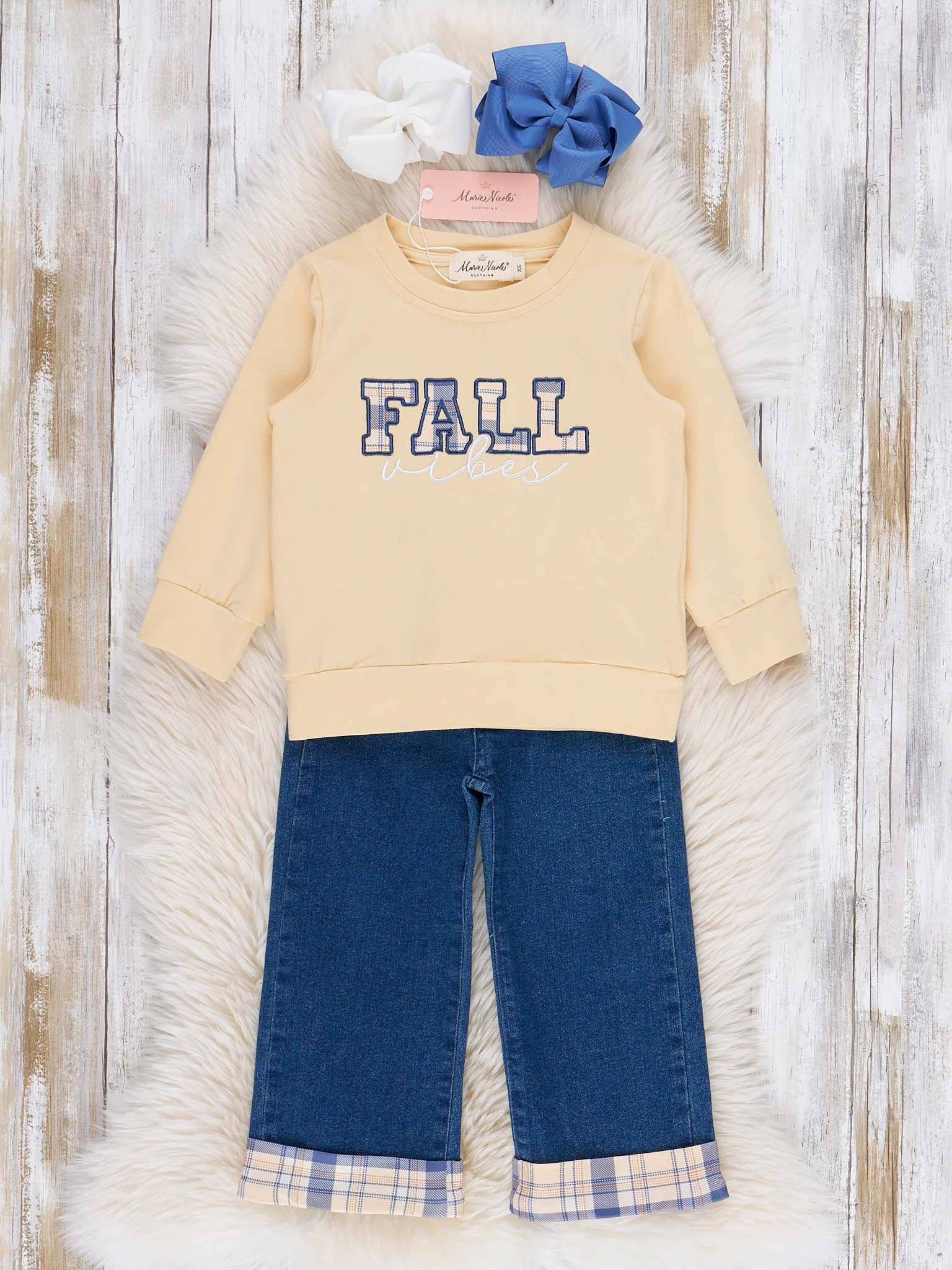 Plaid "Fall Vibes" Denim Outfit - Image 2
