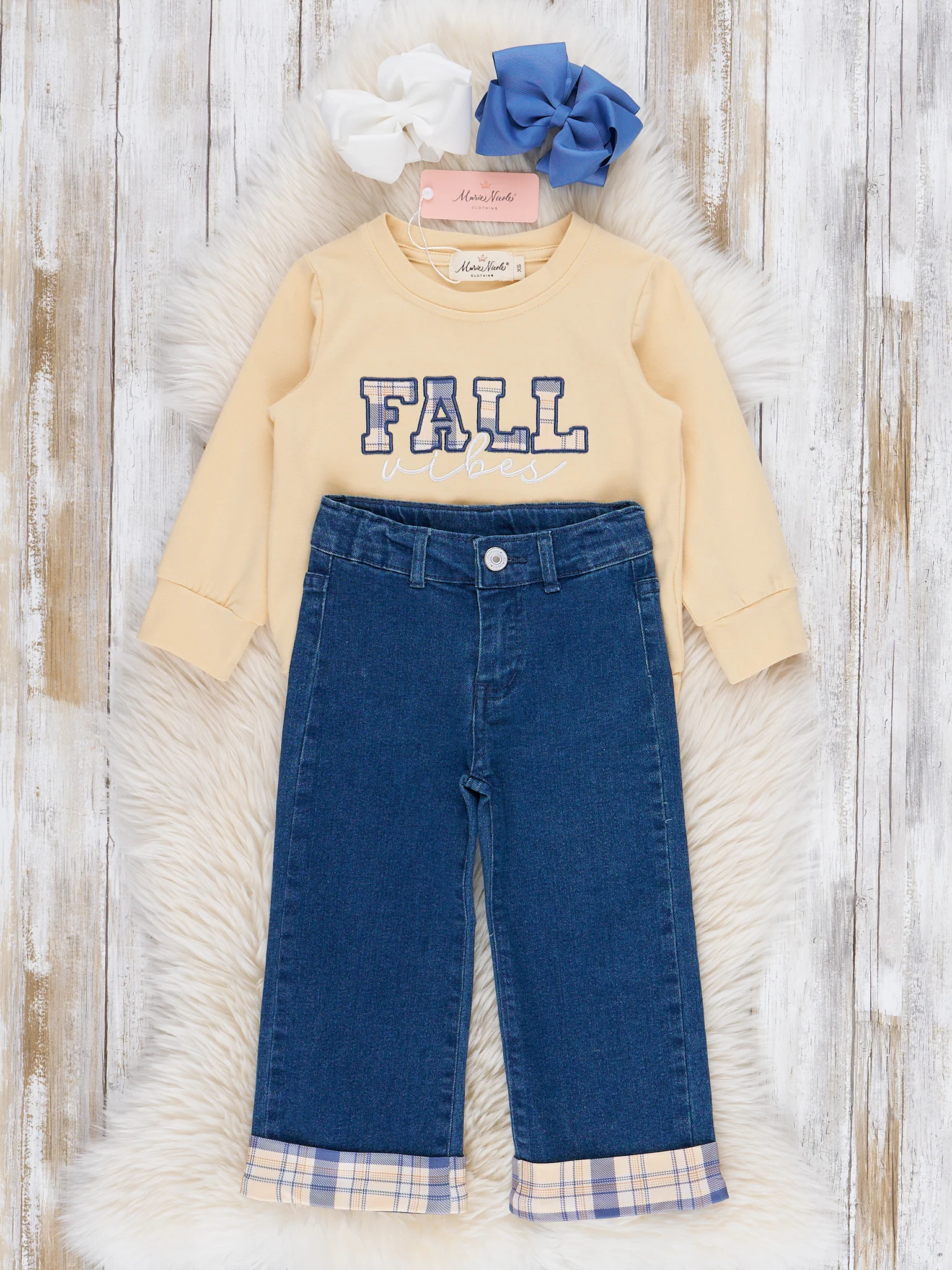 Plaid "Fall Vibes" Denim Outfit - Image 3