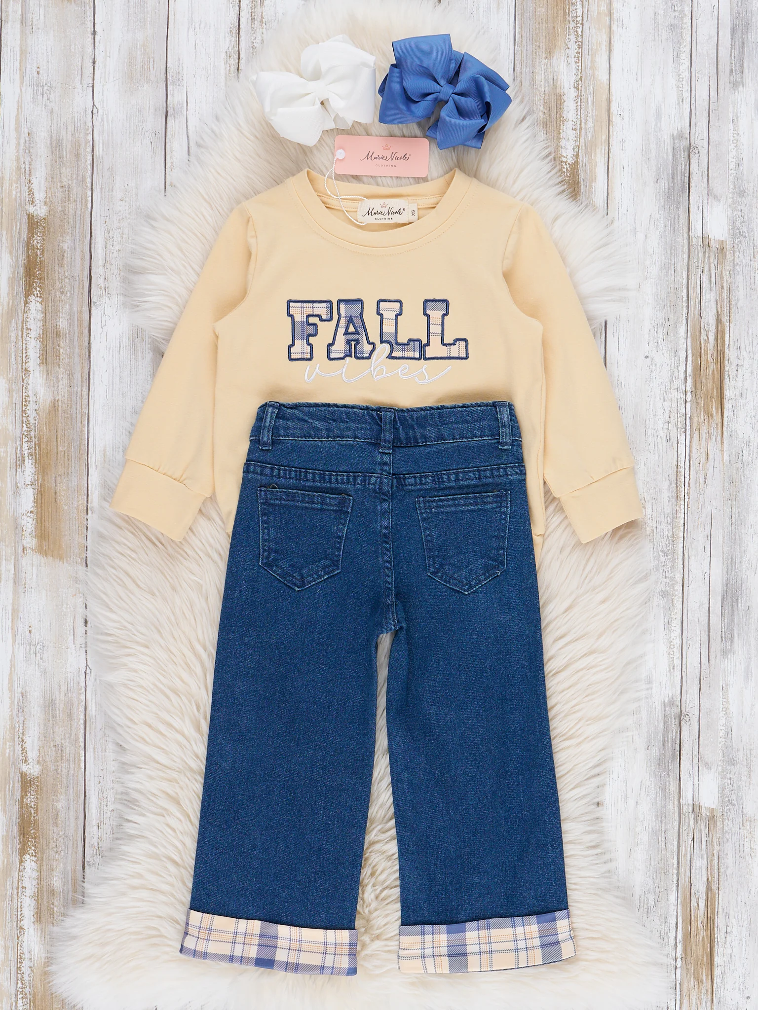 Plaid "Fall Vibes" Denim Outfit - Image 4