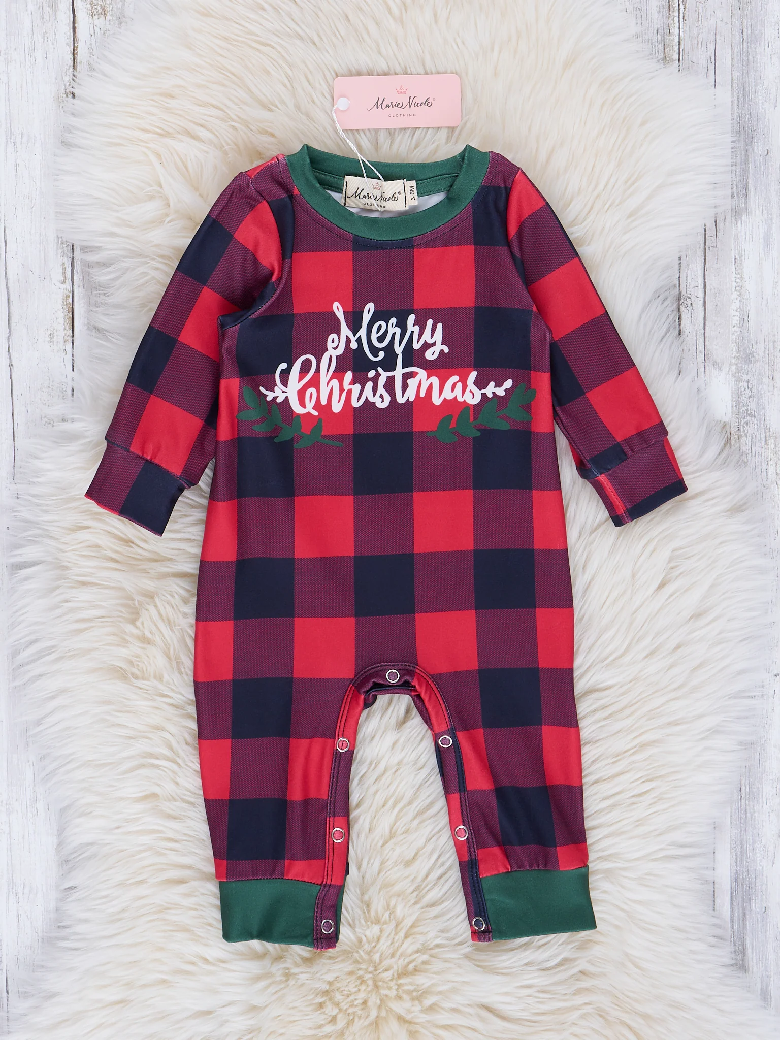 Plaid "Merry Christmas" Romper - Image 2