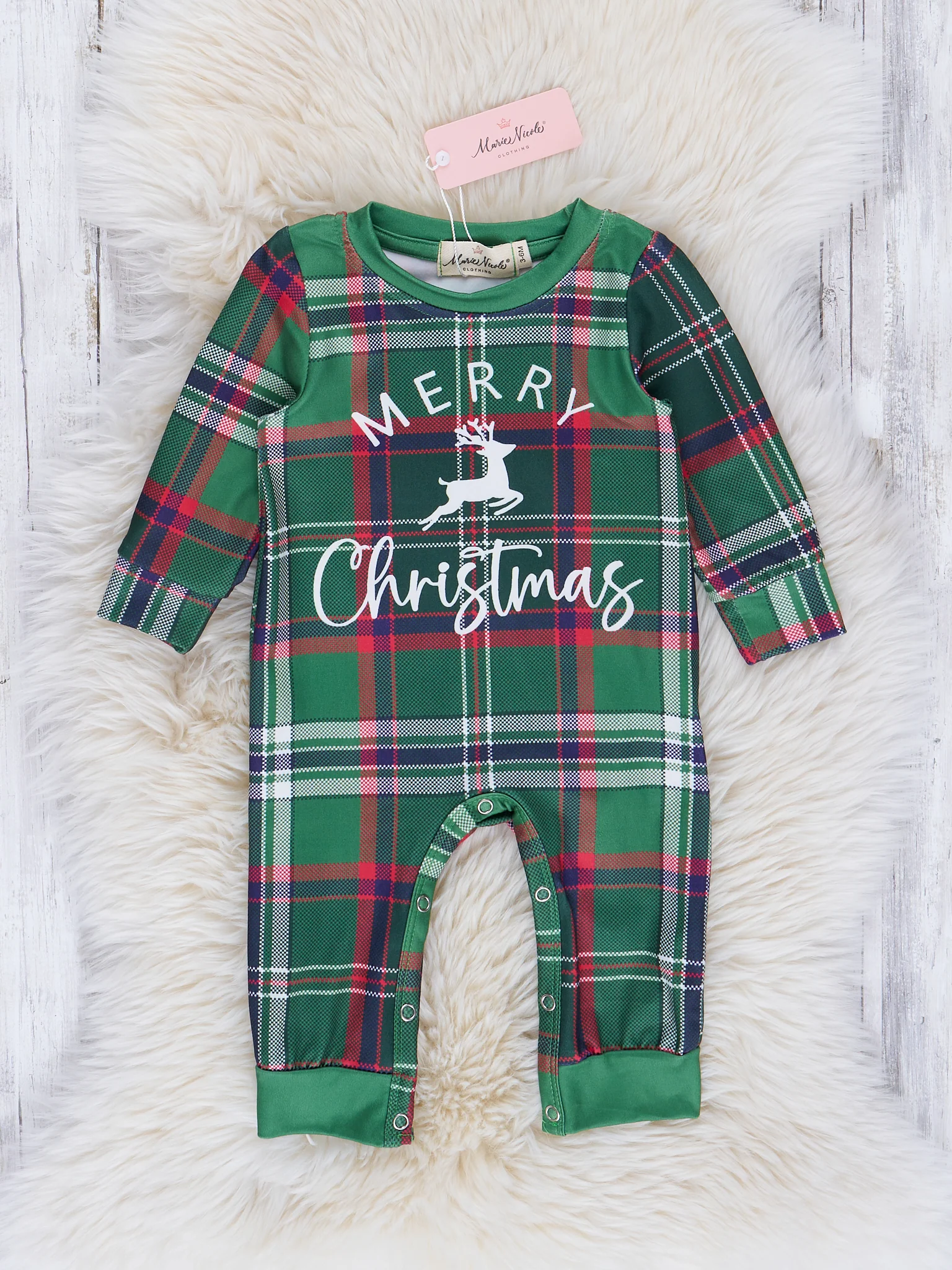 Plaid "Merry Christmas" Romper - Image 3