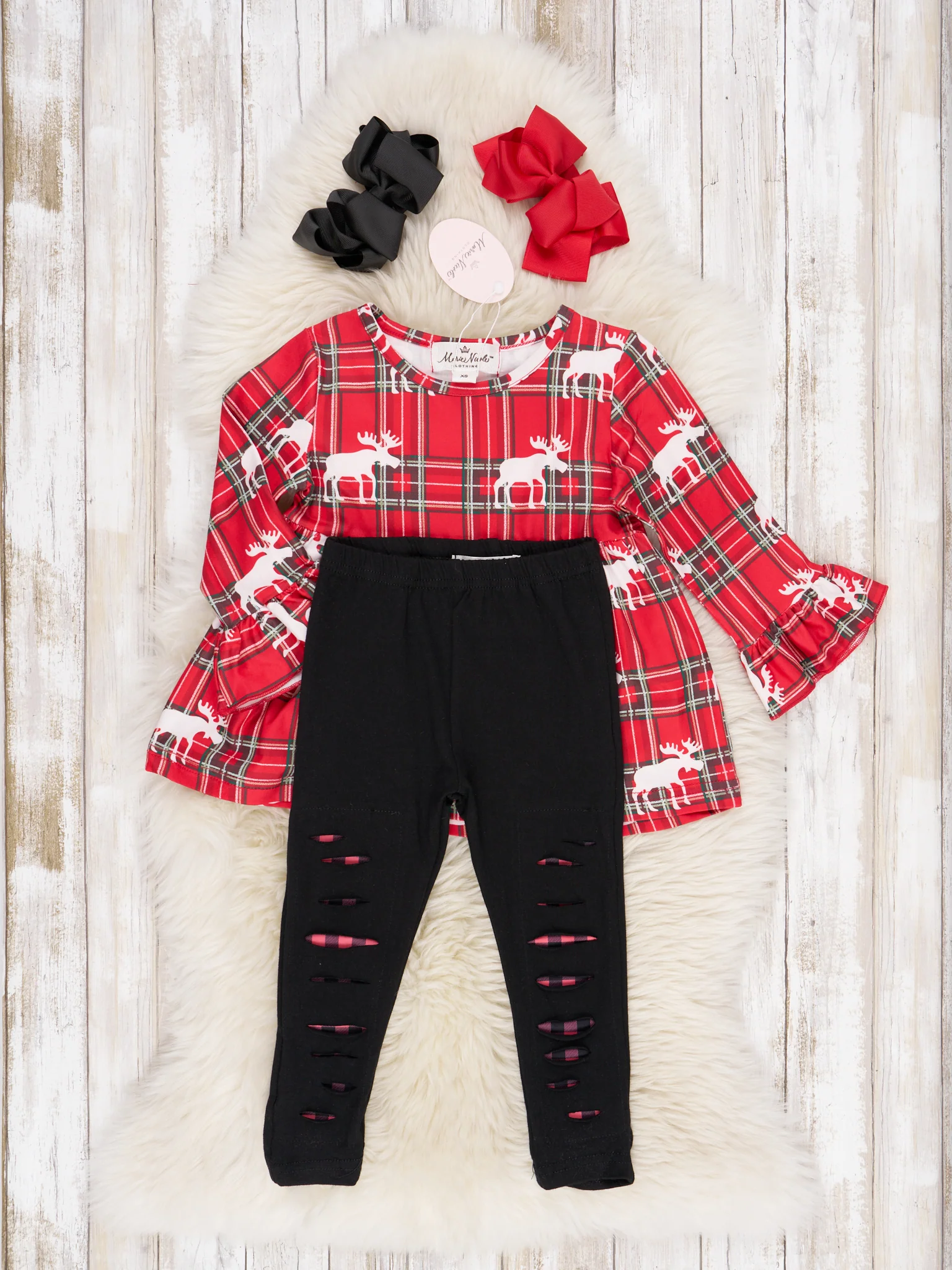 Plaid Moose Distressed Outfit - Image 2