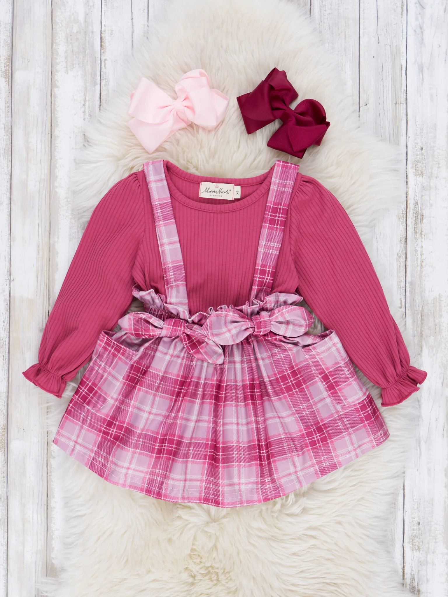 Plaid Overall Ruffle Skirt Set - Image 3