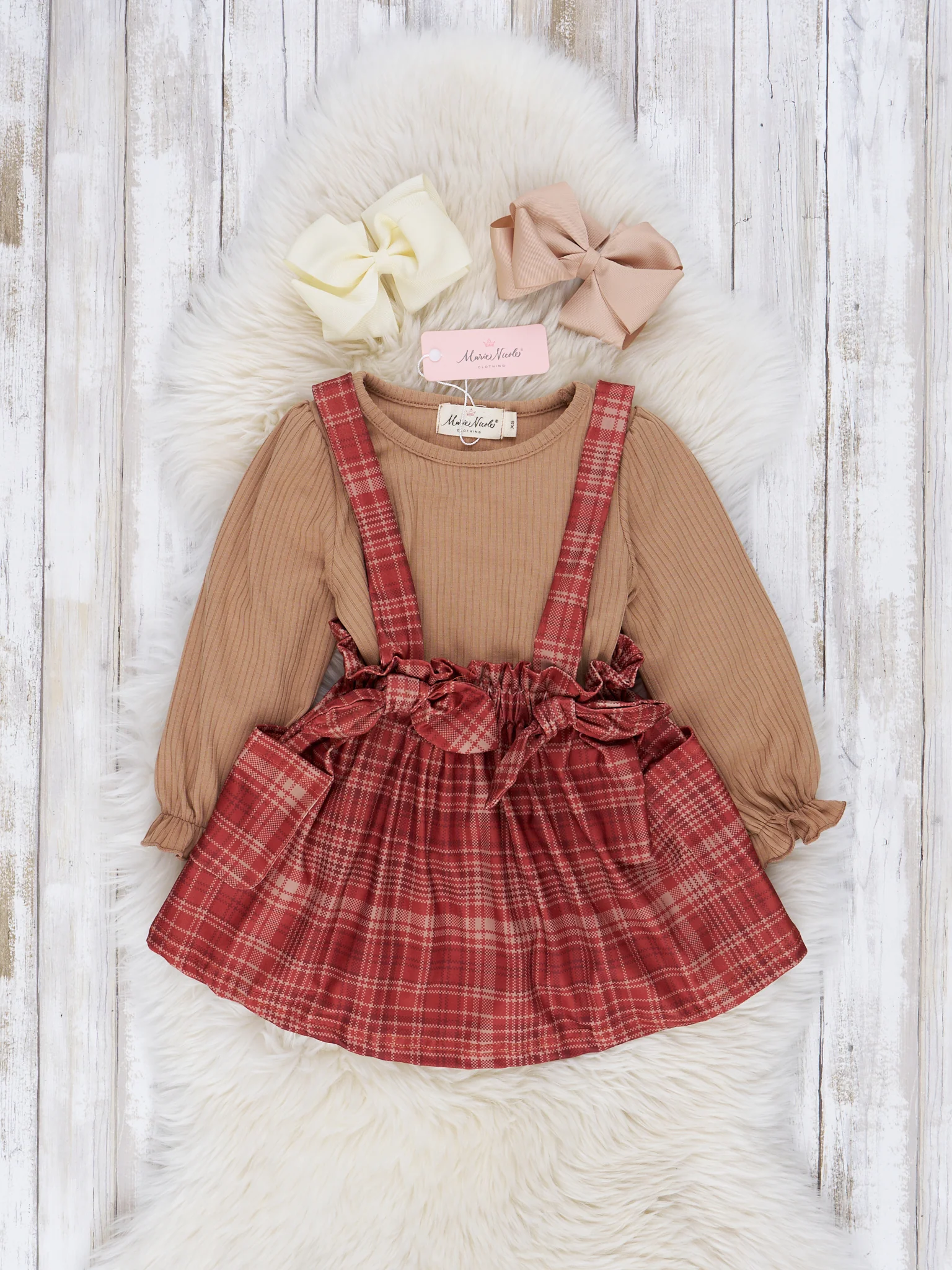 Plaid Overall Ruffle Skirt Set - Image 5