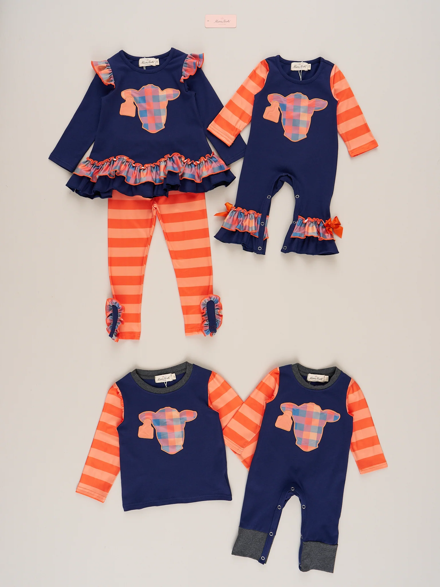 Plaid Pastures Cow Embroidered Ruffle Outfit - Image 8