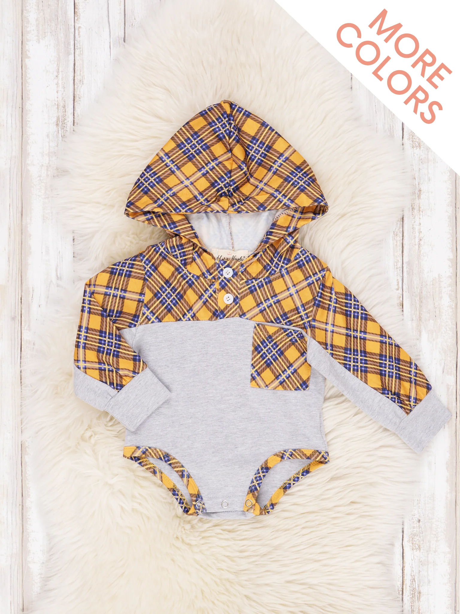Plaid Pocket Hoodie Romper - Image 2