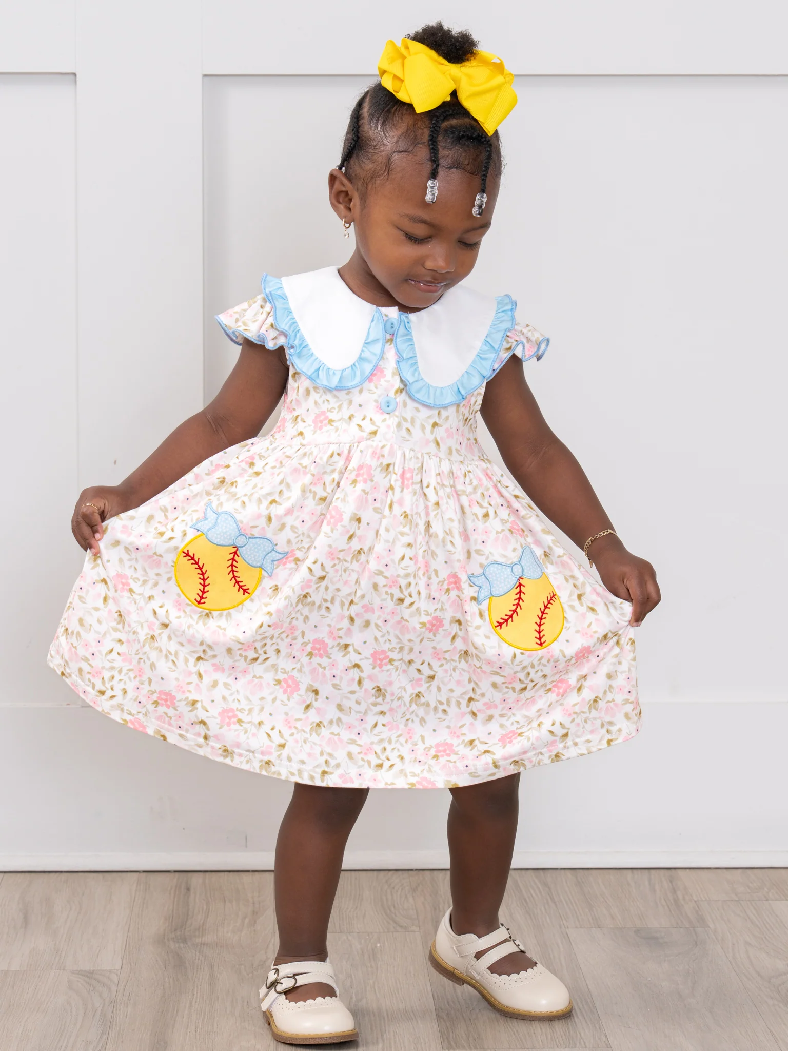 Playtime Softball Embroidered Ruffle Dress - Image 5
