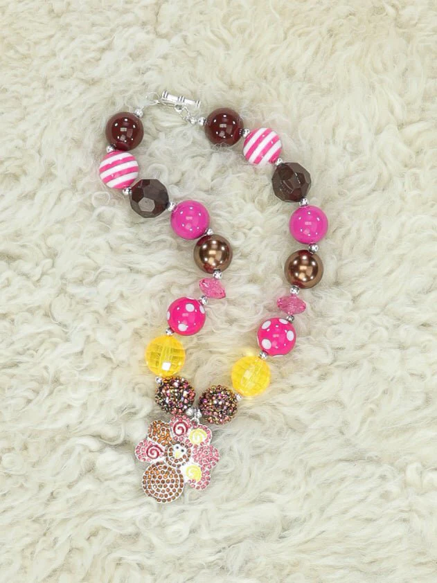 Brown / Pink Turkey Bubblegum Necklace