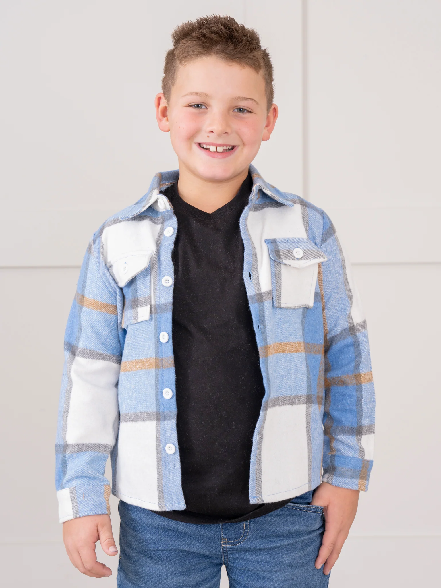 Pocket Flannel Button-Up Shirt - Blue