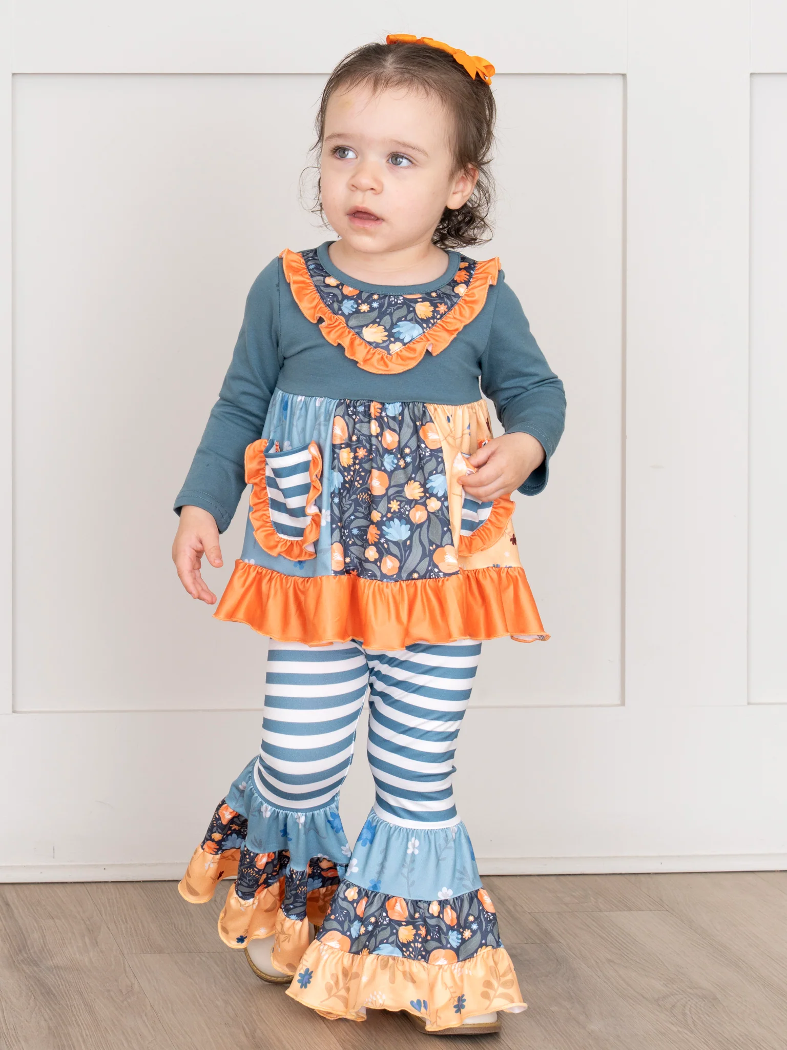 Pocket Flara Bells Outfit - Blue Grey