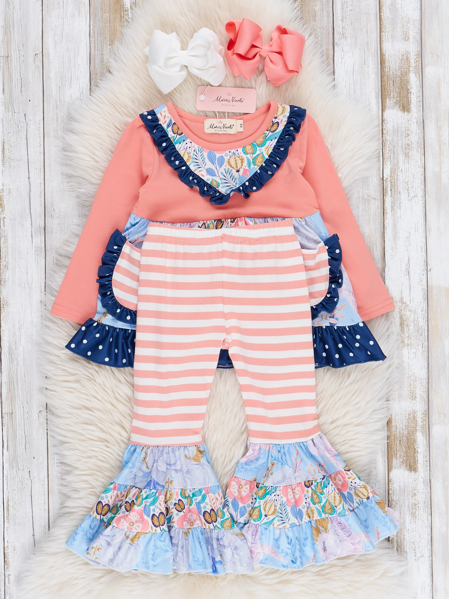 Pocket Flara Bells Outfit - Coral - Image 2