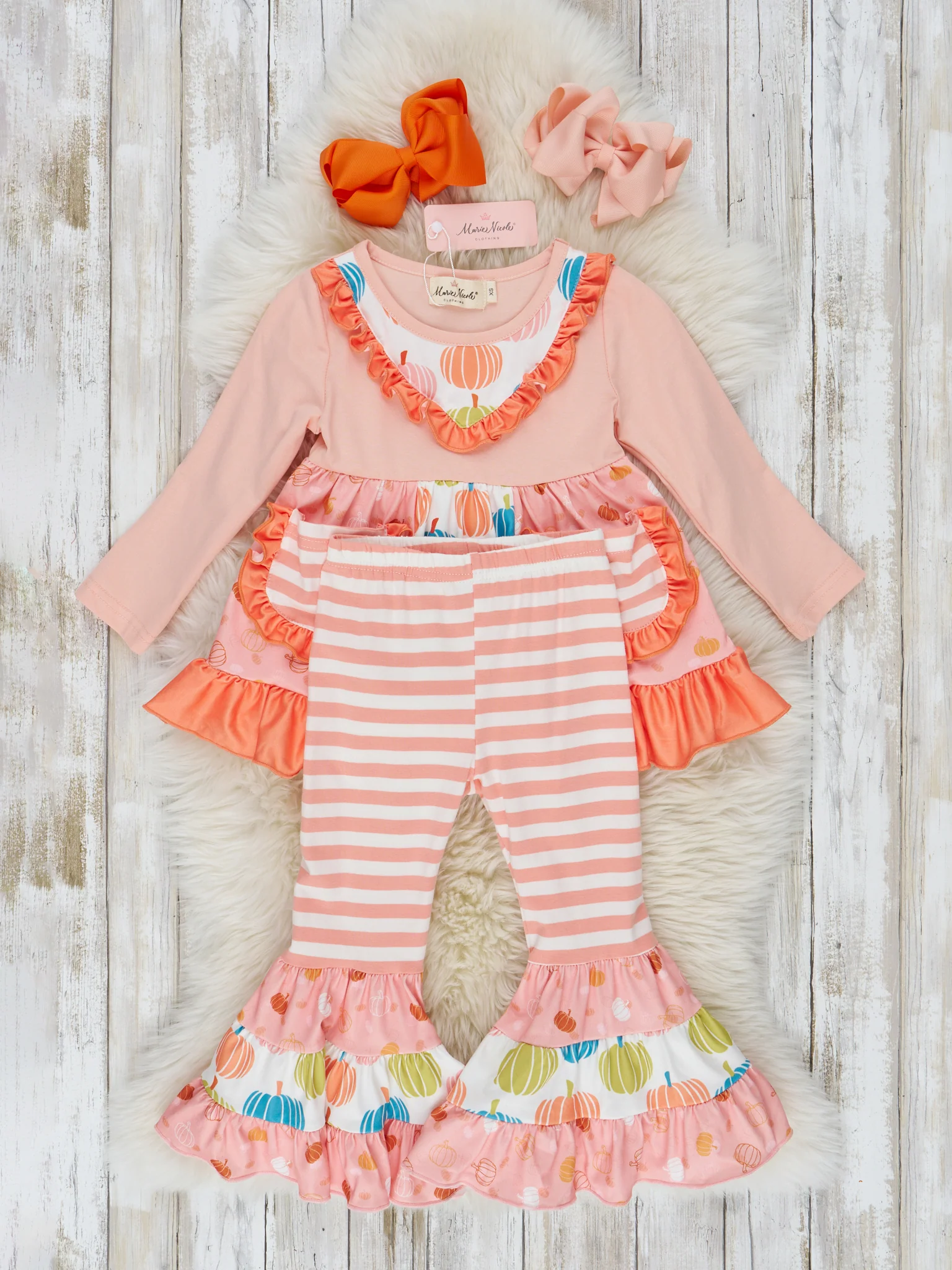Pocket Flara Bells Outfit - Coral Pumpkins - Image 2