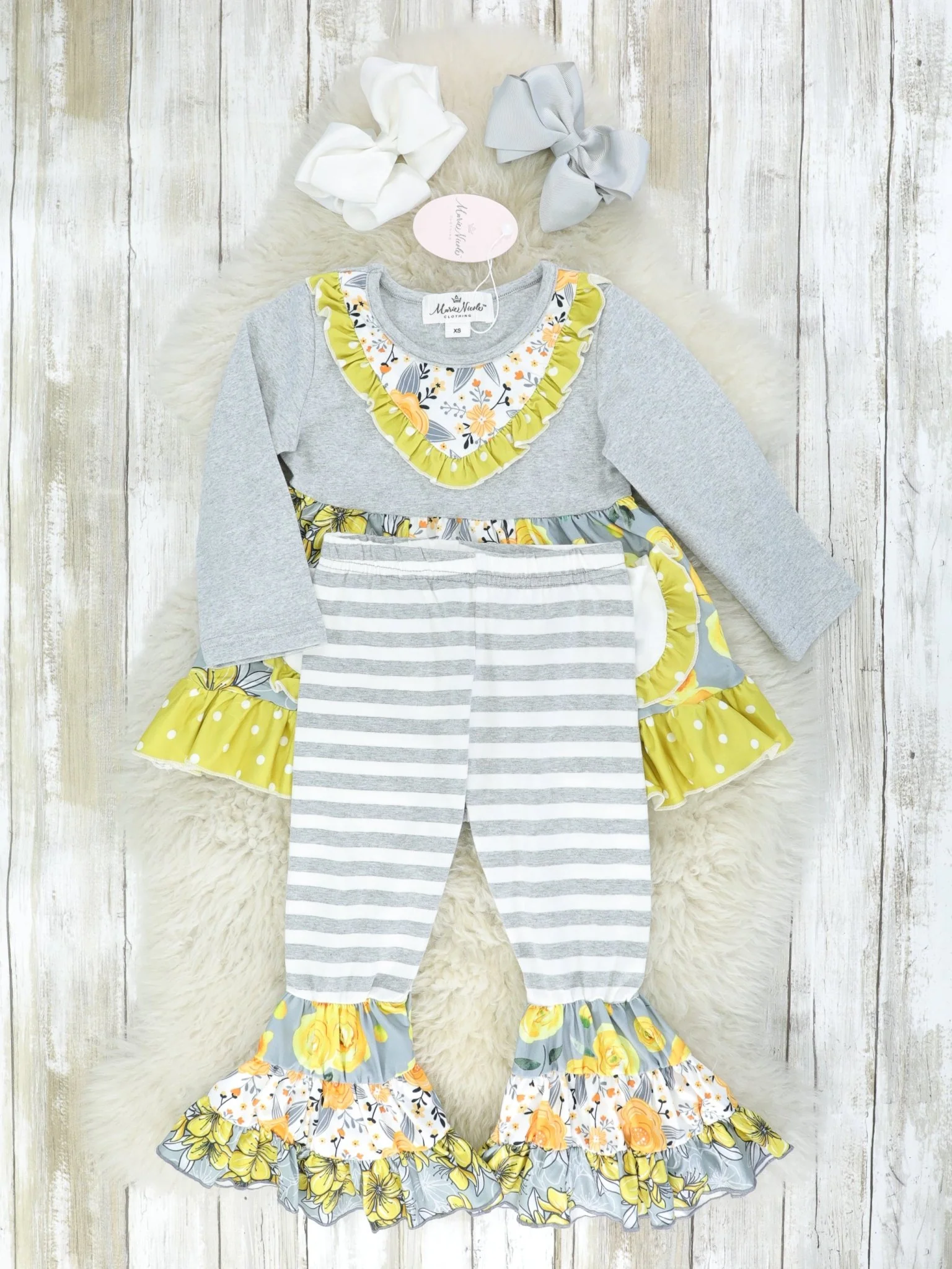 Pocket Flara Bells Outfit - Lime & Grey - Image 2