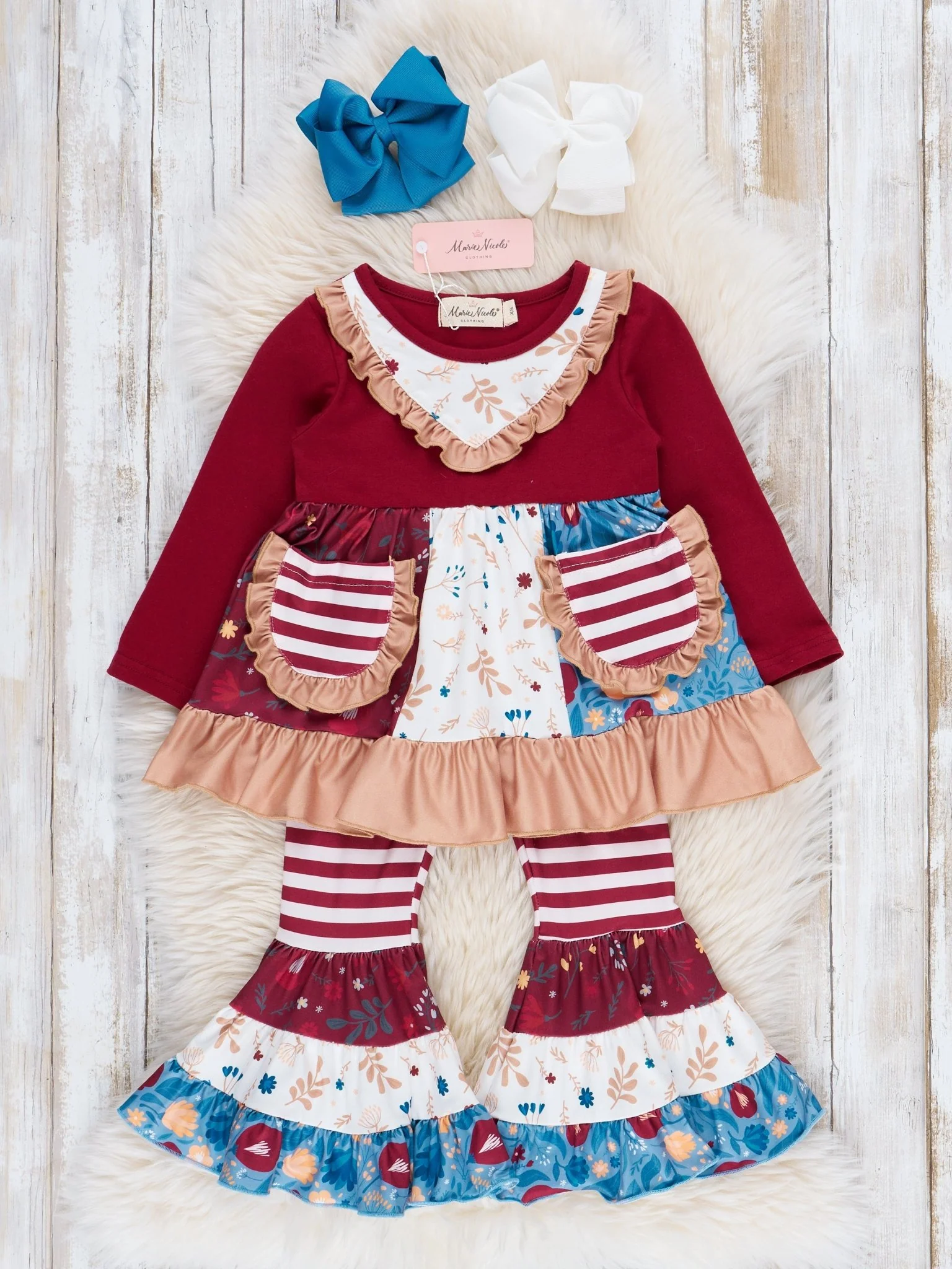 Pocket Flara Bells Outfit - Maroon - Image 3