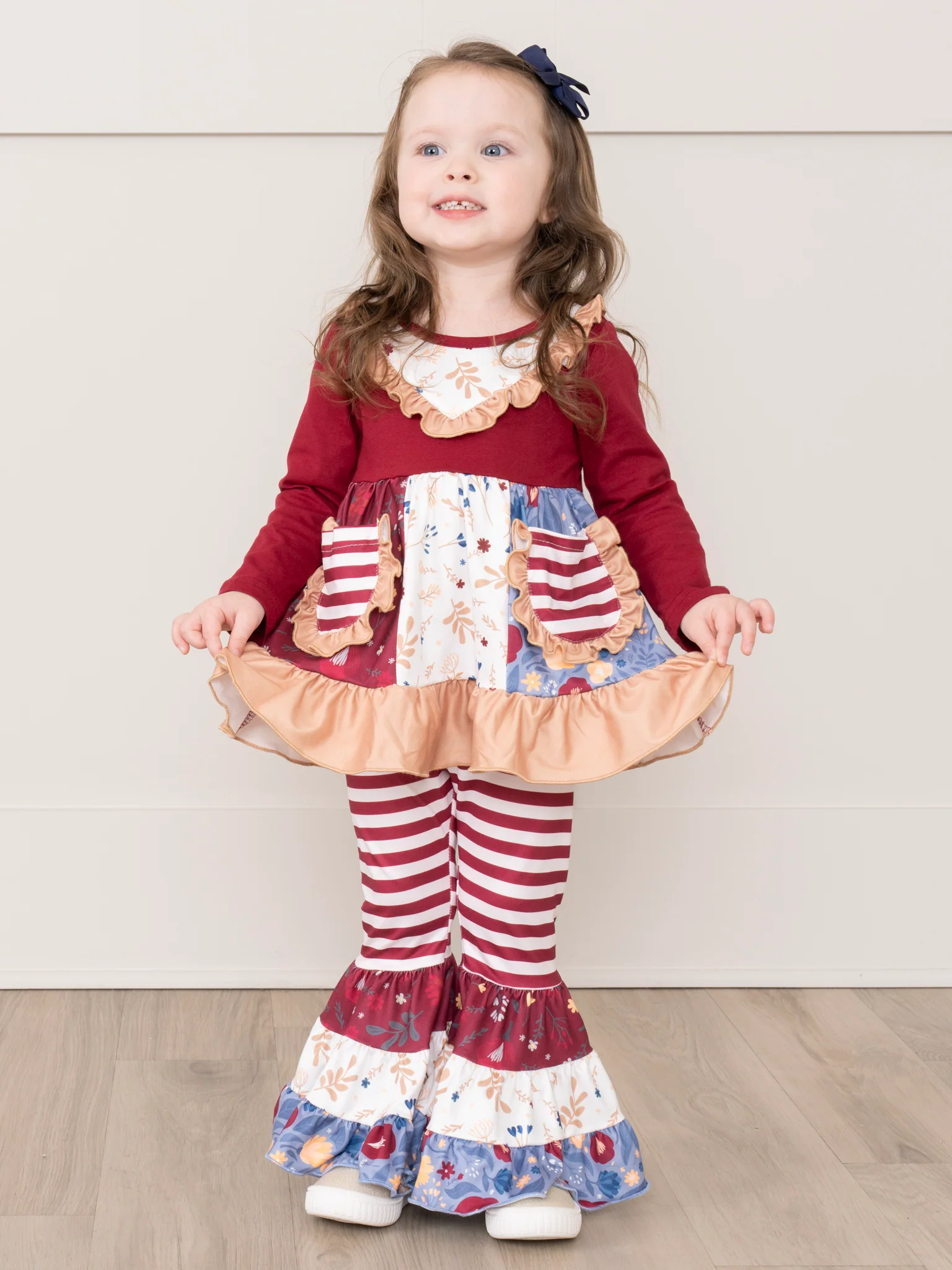 Pocket Flara Bells Outfit - Maroon - Image 6