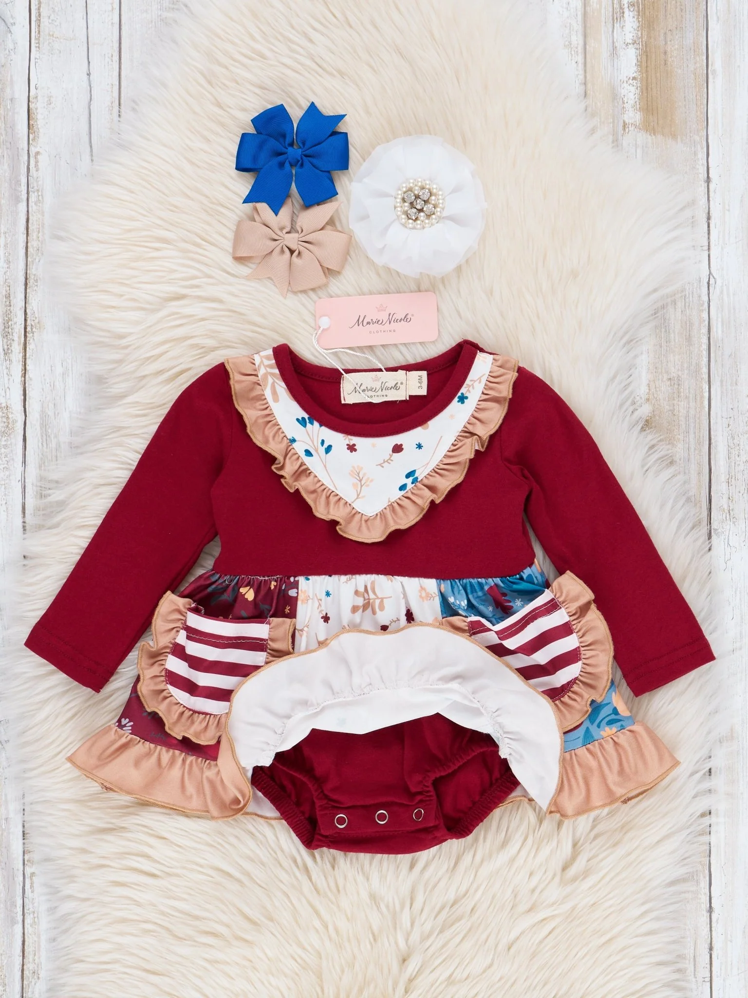Pocket Flara Peplum Ruffle Bubble - Maroon - Image 2