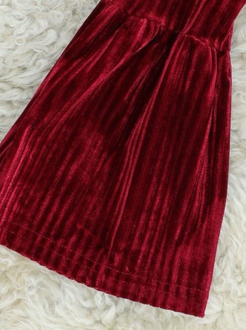 Poinsettia Peplum Top & Velvet Bell Bottoms Outfit - Image 3