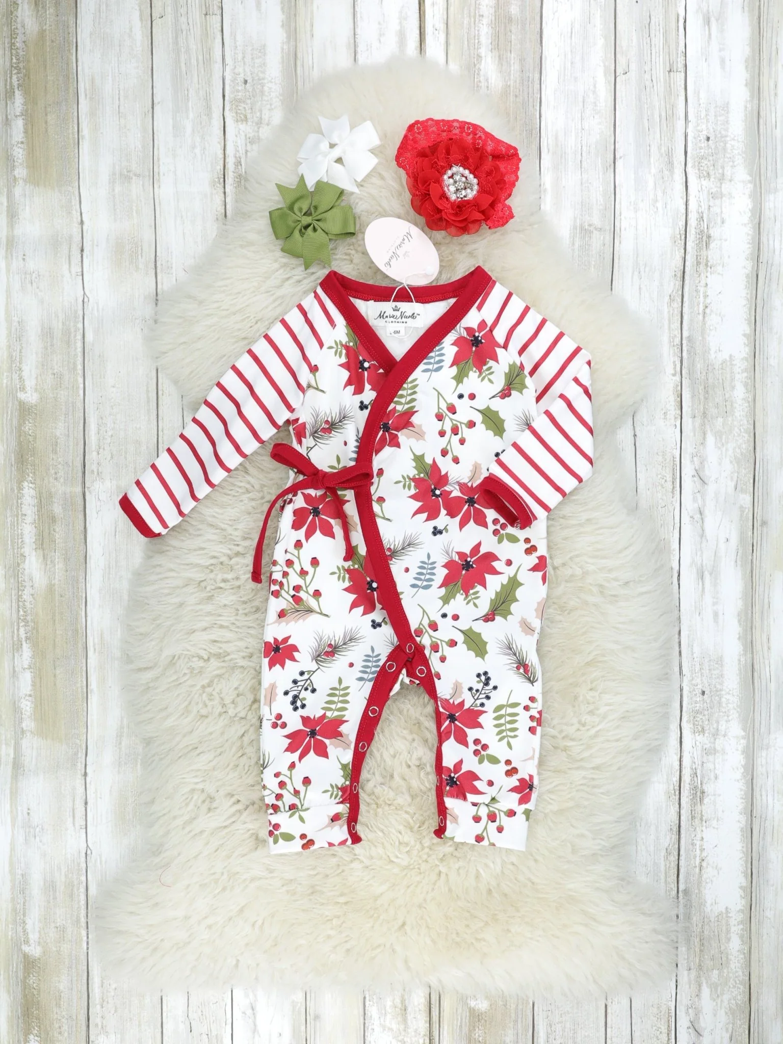 Poinsettia Raglan Romper - Image 3