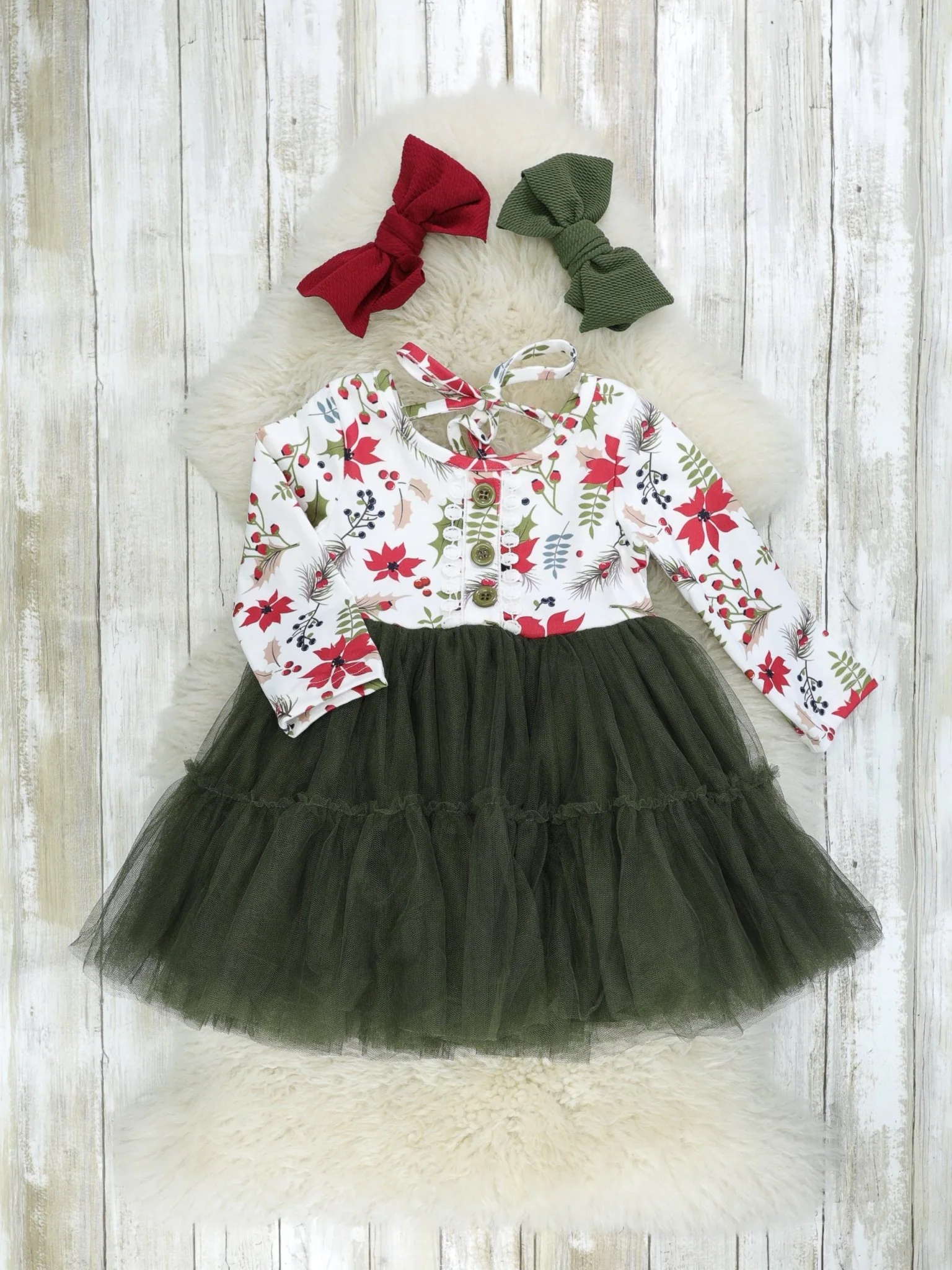 Poinsettia Tulle Tie Dress