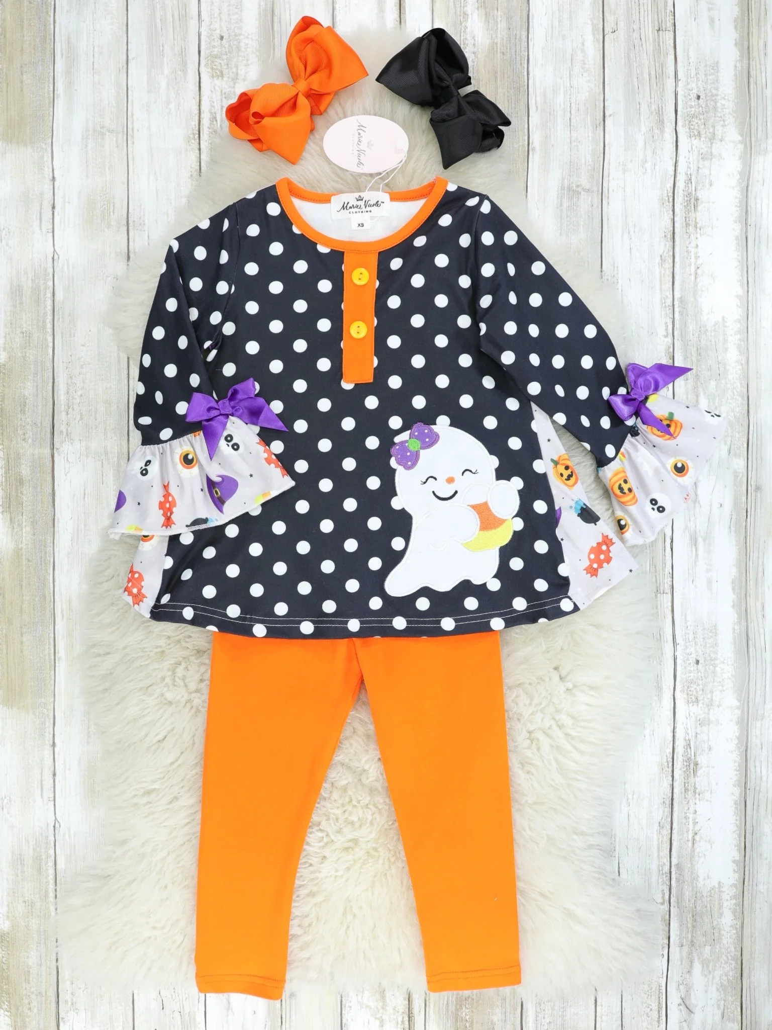 Polka Dot Candy Corn Ghost Outfit