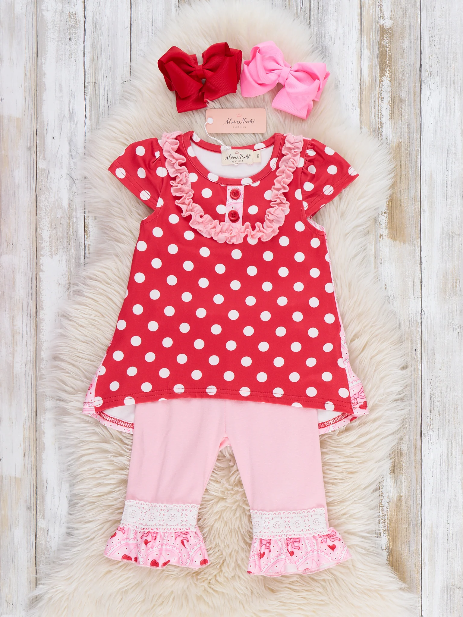 Polka Dot Cherries Hi-Low Top Outfit - Image 3
