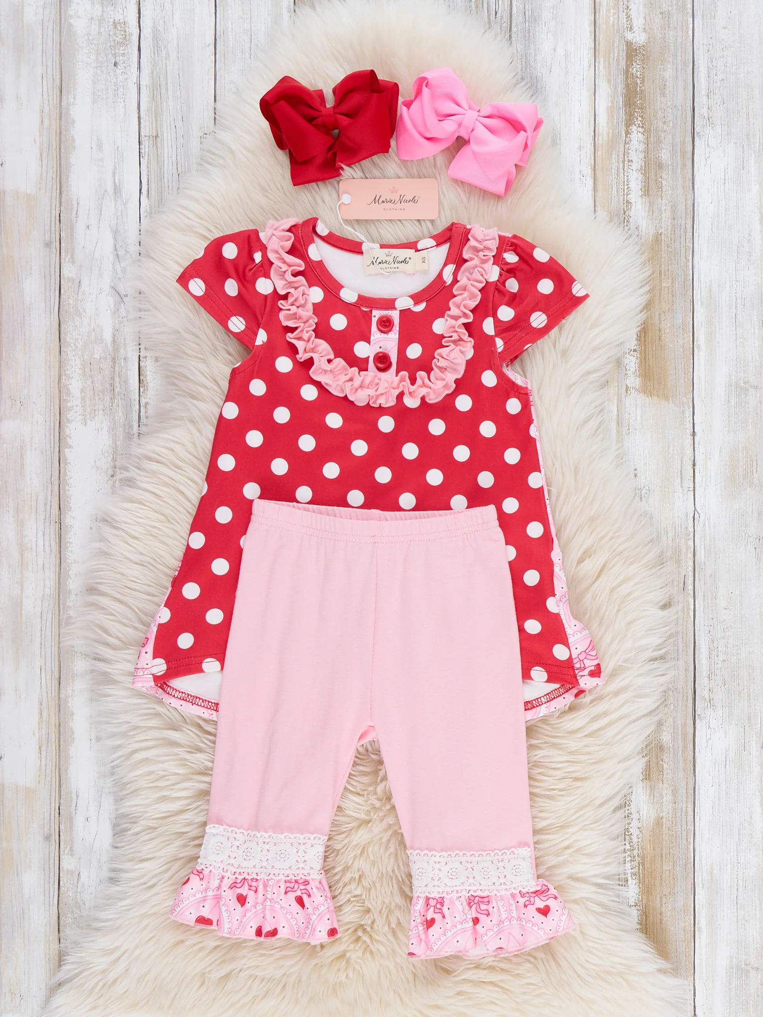 Polka Dot Cherries Hi-Low Top Outfit - Image 5
