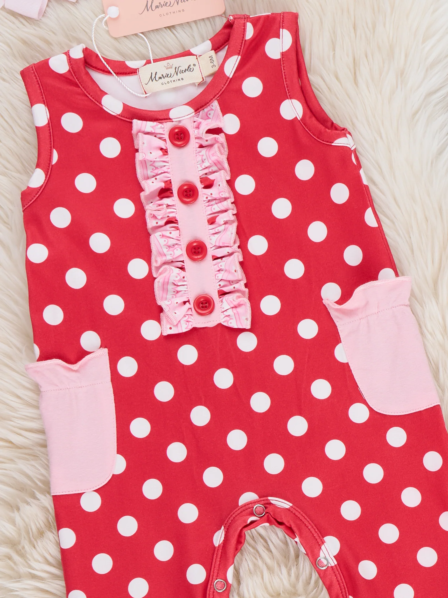 Polka Dot Cherries Ruffle Romper - Image 2