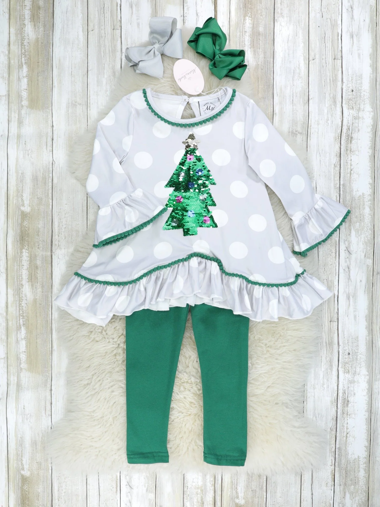 Polka Dot Christmas Tree Ruffle Outfit