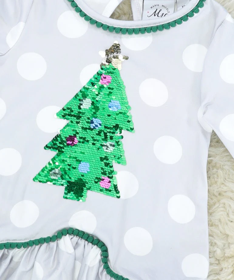 Polka Dot Christmas Tree Ruffle Outfit - Image 3
