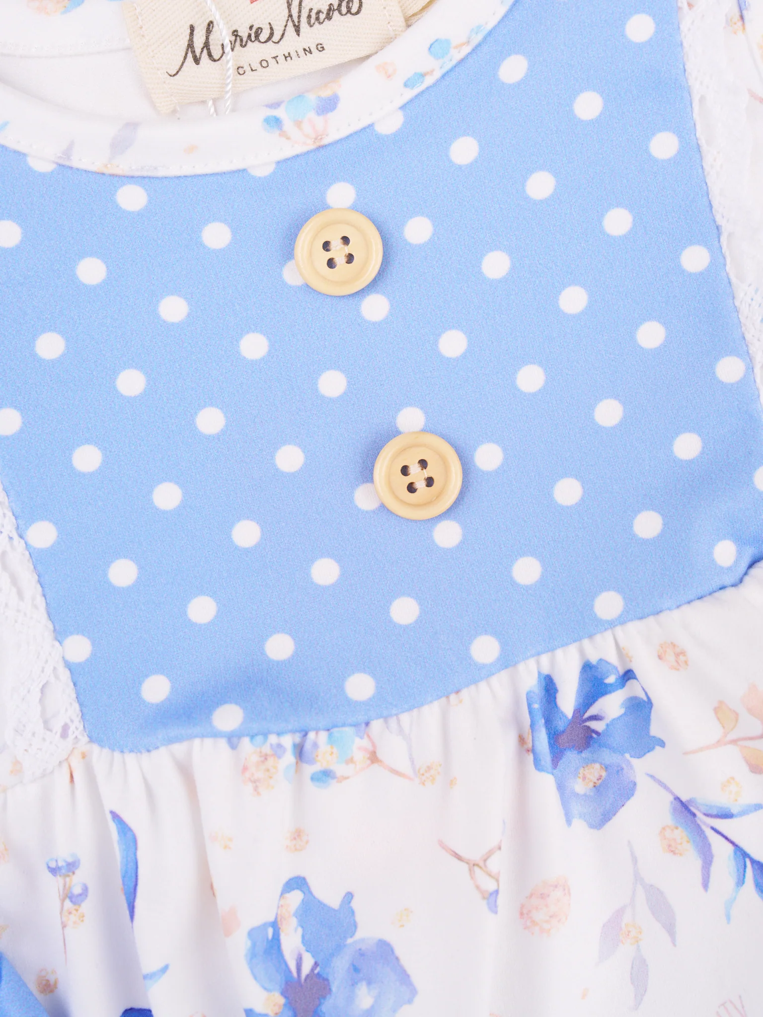 Polka Dot Cornflower Ruffle Dress - Image 2