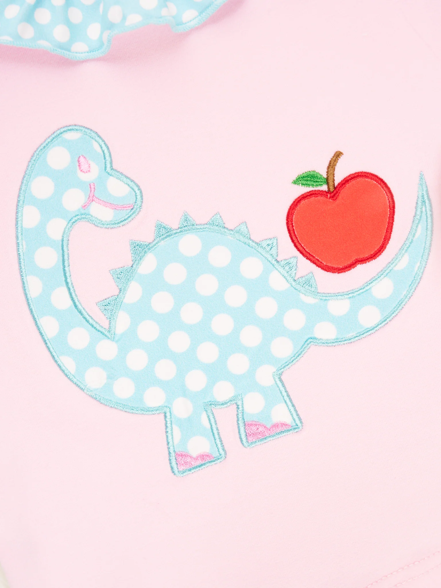 Polka Dot Dino Apple Ruffle Outfit - Image 3