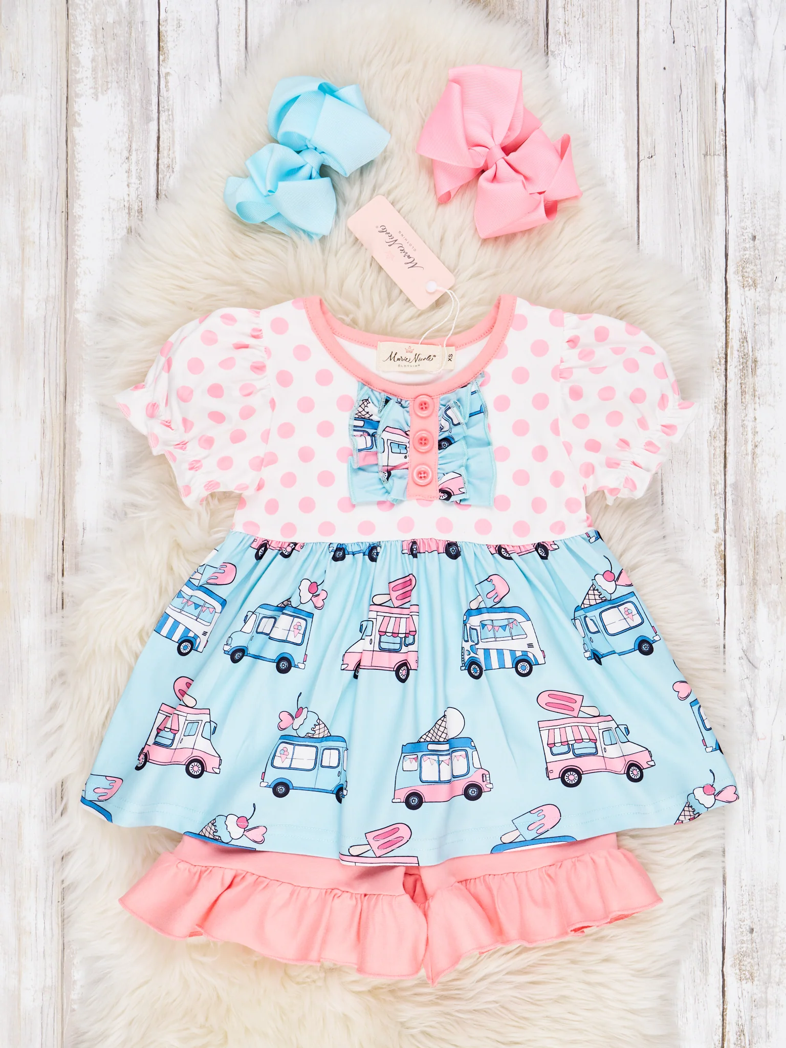 Polka Dot Ice Cream Truck Ruffle Outfit