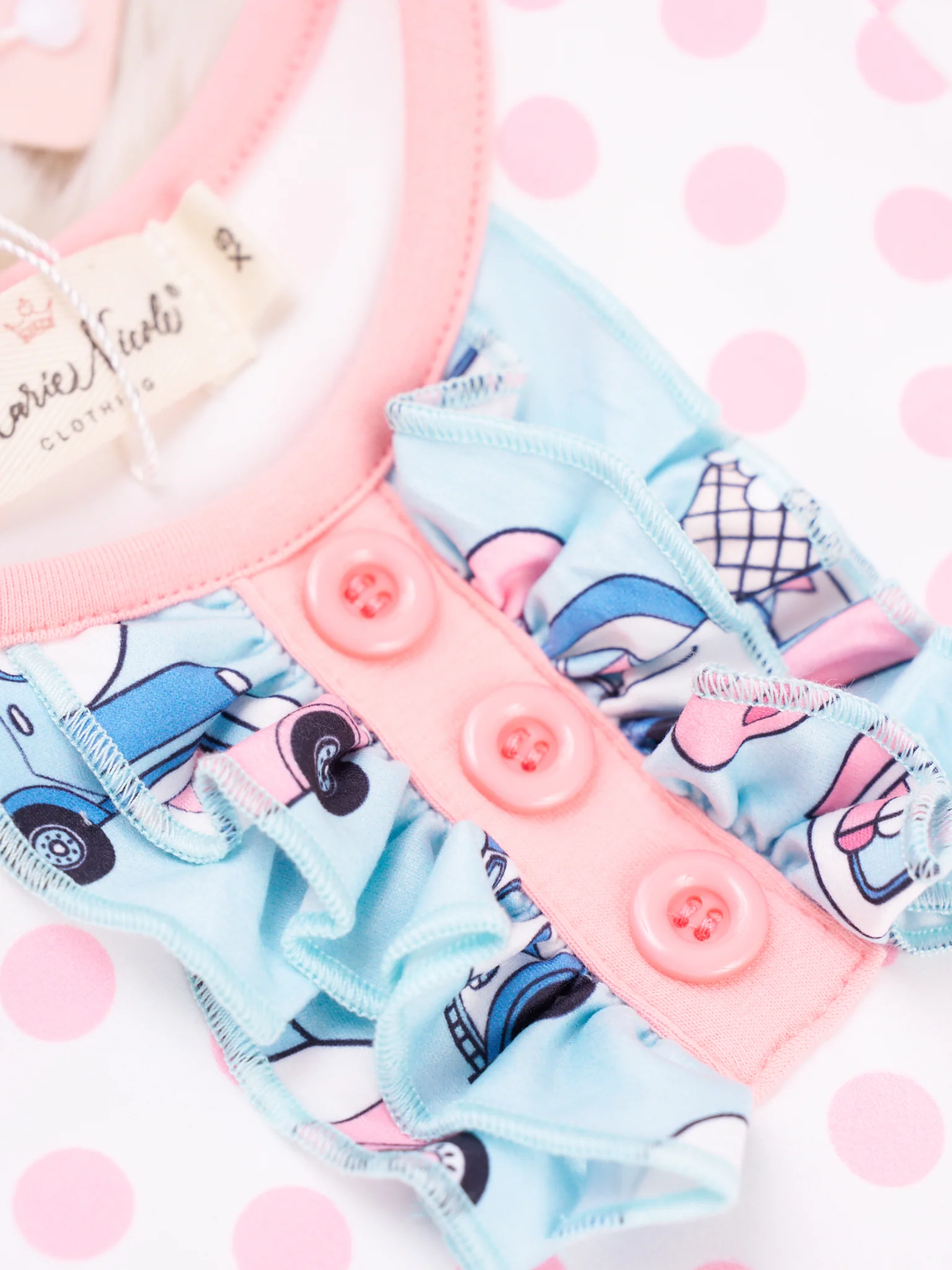 Polka Dot Ice Cream Truck Ruffle Outfit - Image 3