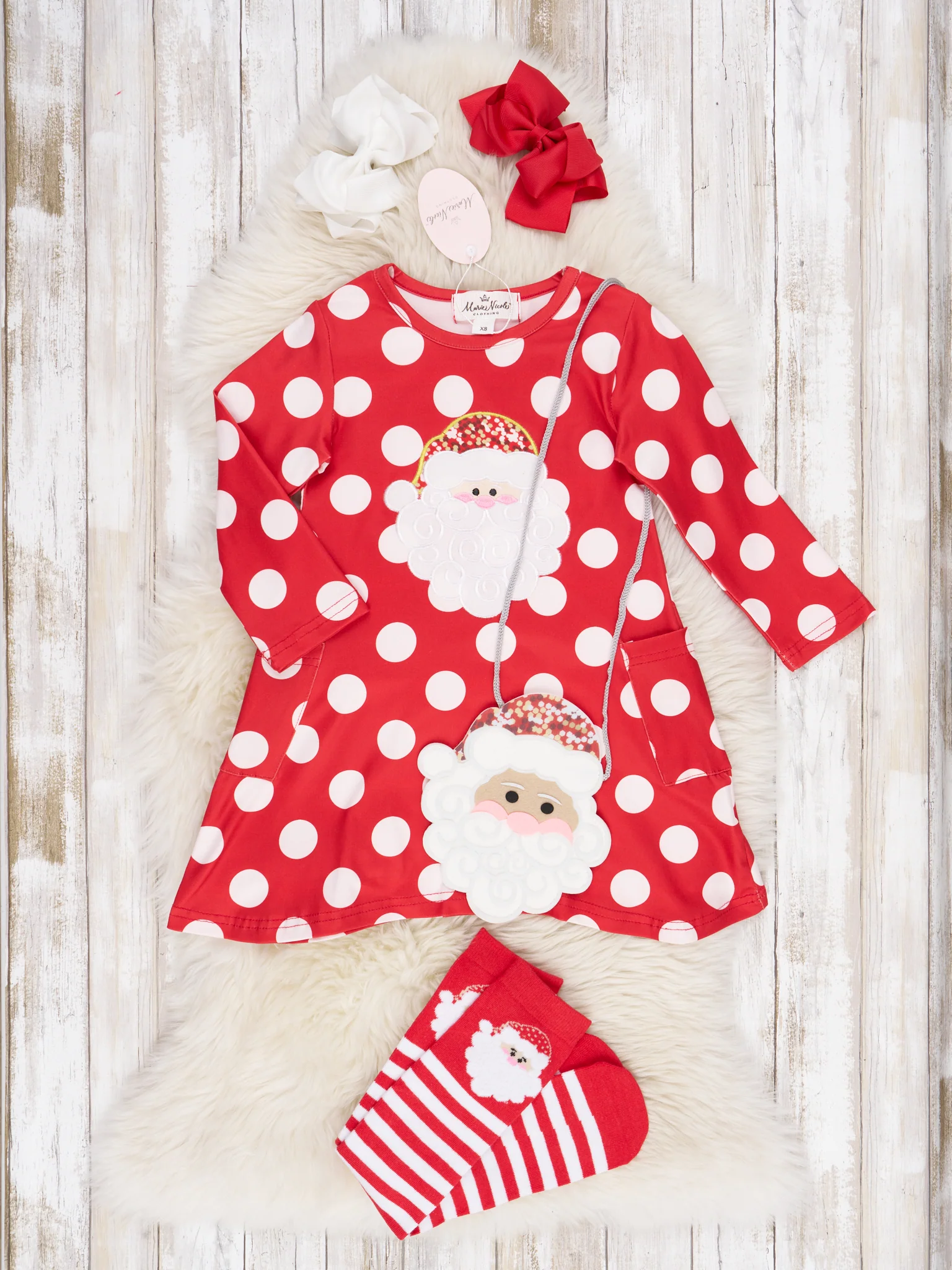Polka Dot Santa 3 Piece Set