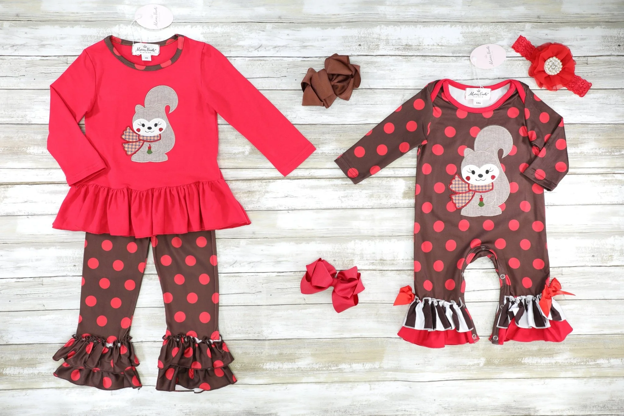 Polka Dotted Squirrel Ruffle Outfit - Image 3