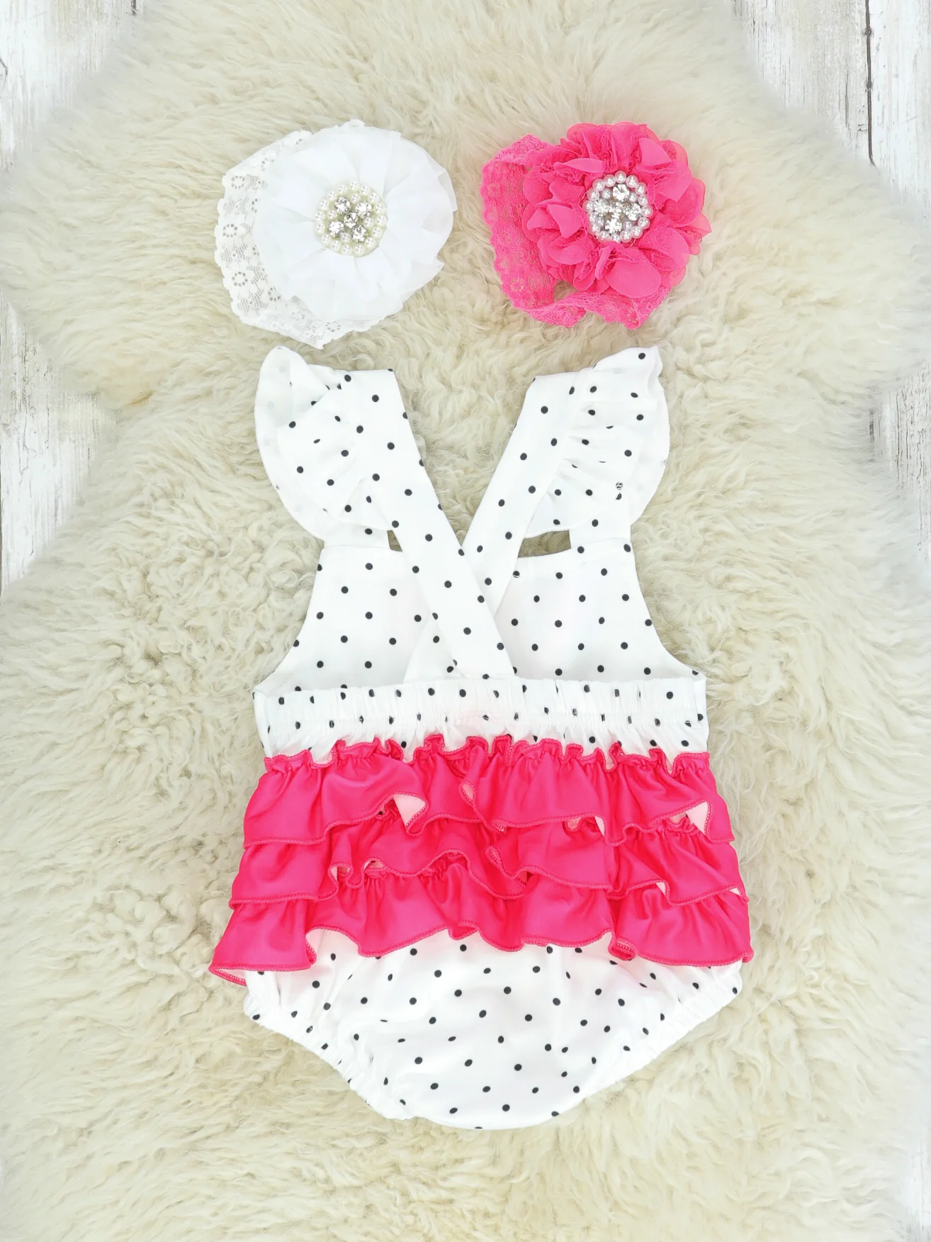 Polka Dotted Watermelon Bubble Romper - Image 2