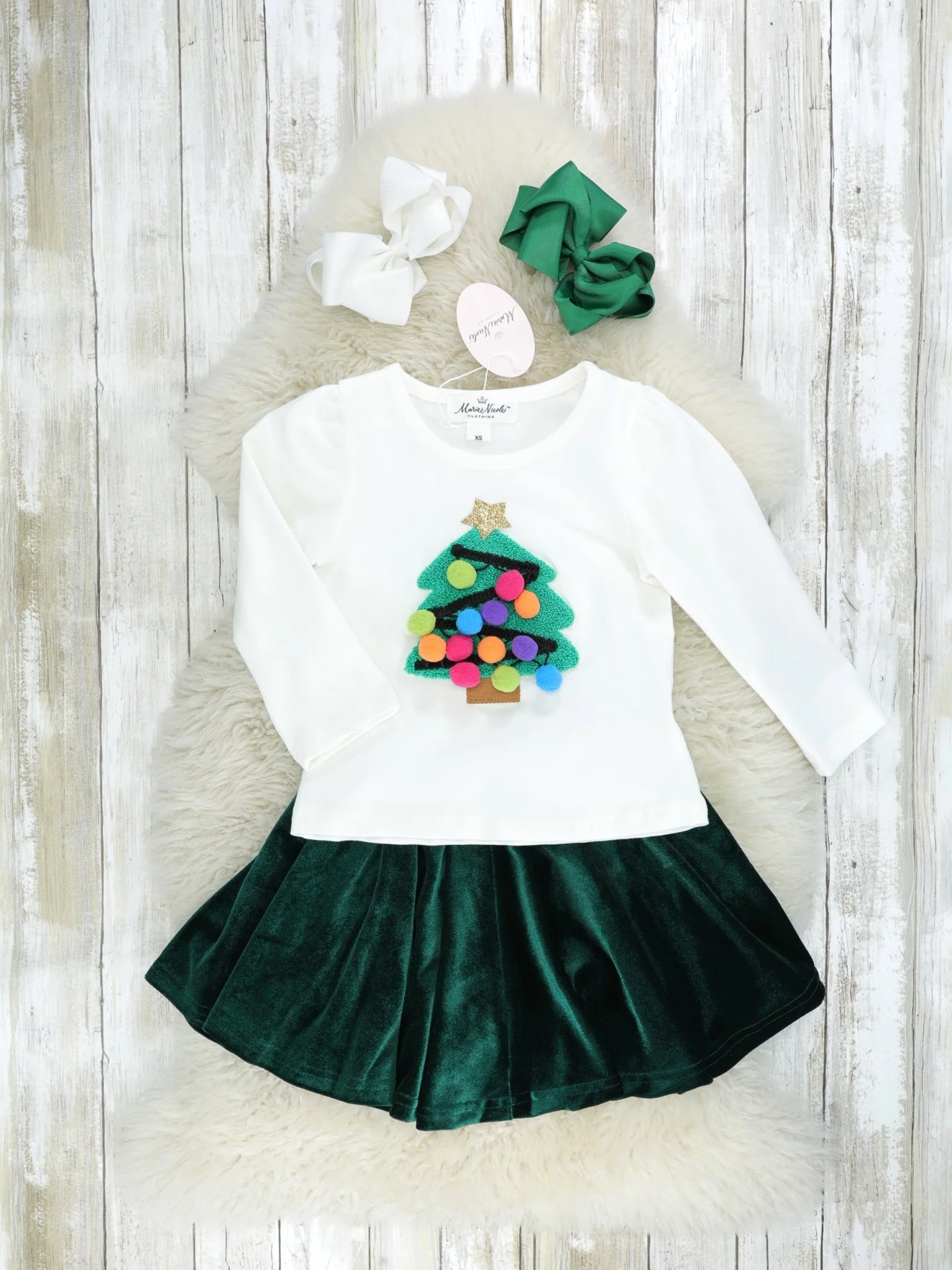 Pom Pom Christmas Tree Velvet Outfit
