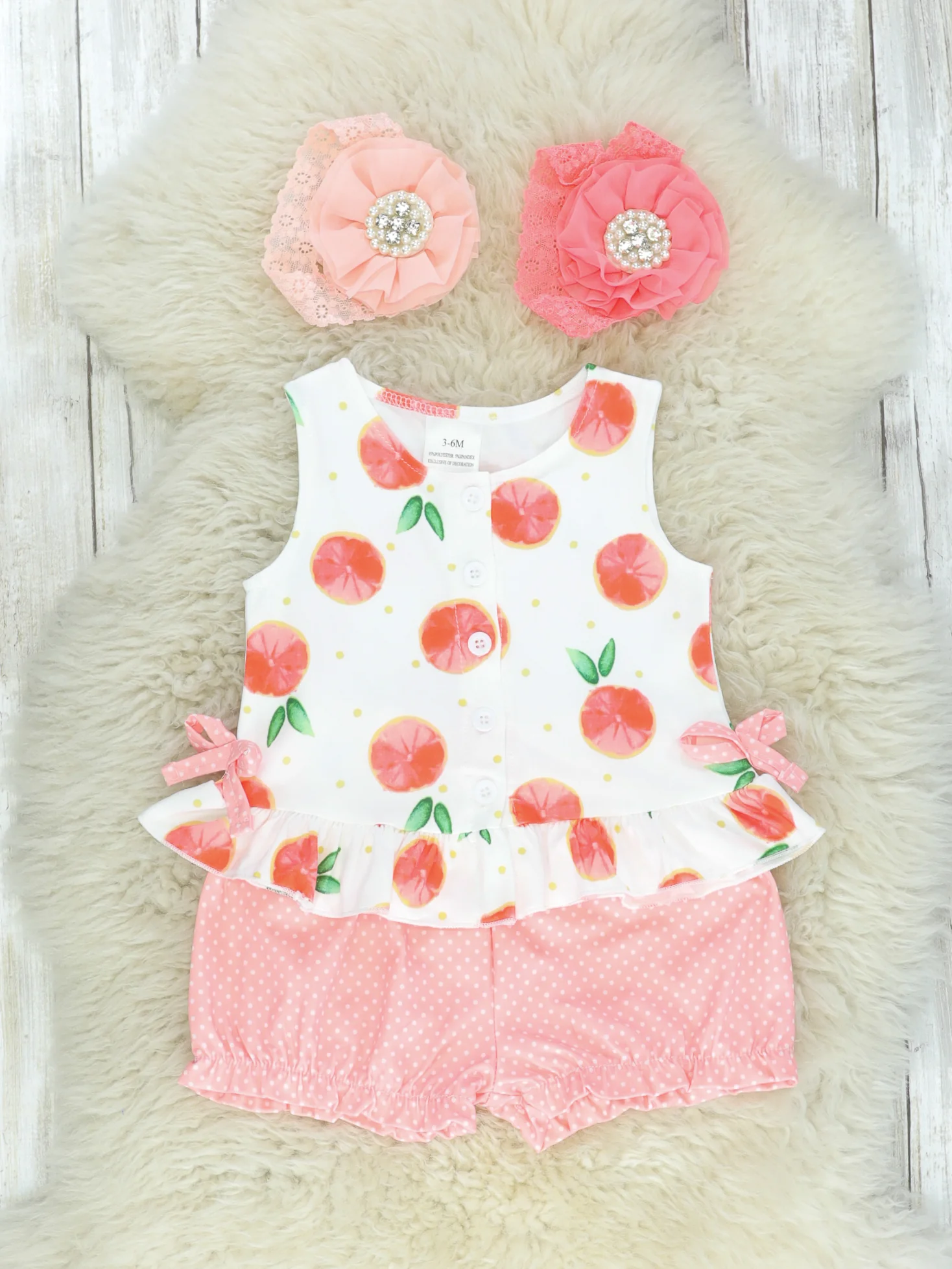 Grapefruit Ruffle Top & Shorts Outfit
