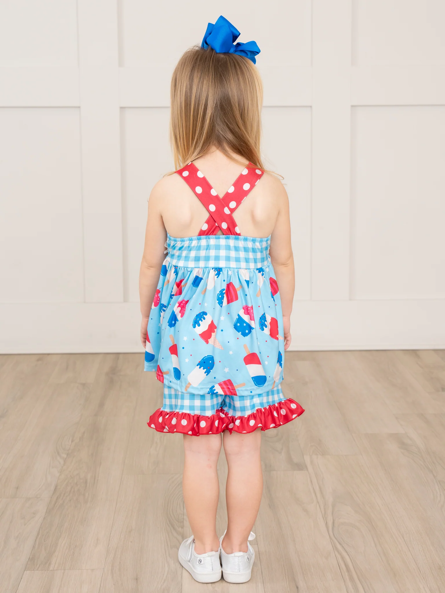 Popsicle Gingham Patriotic Ruffle Outfit - Image 6