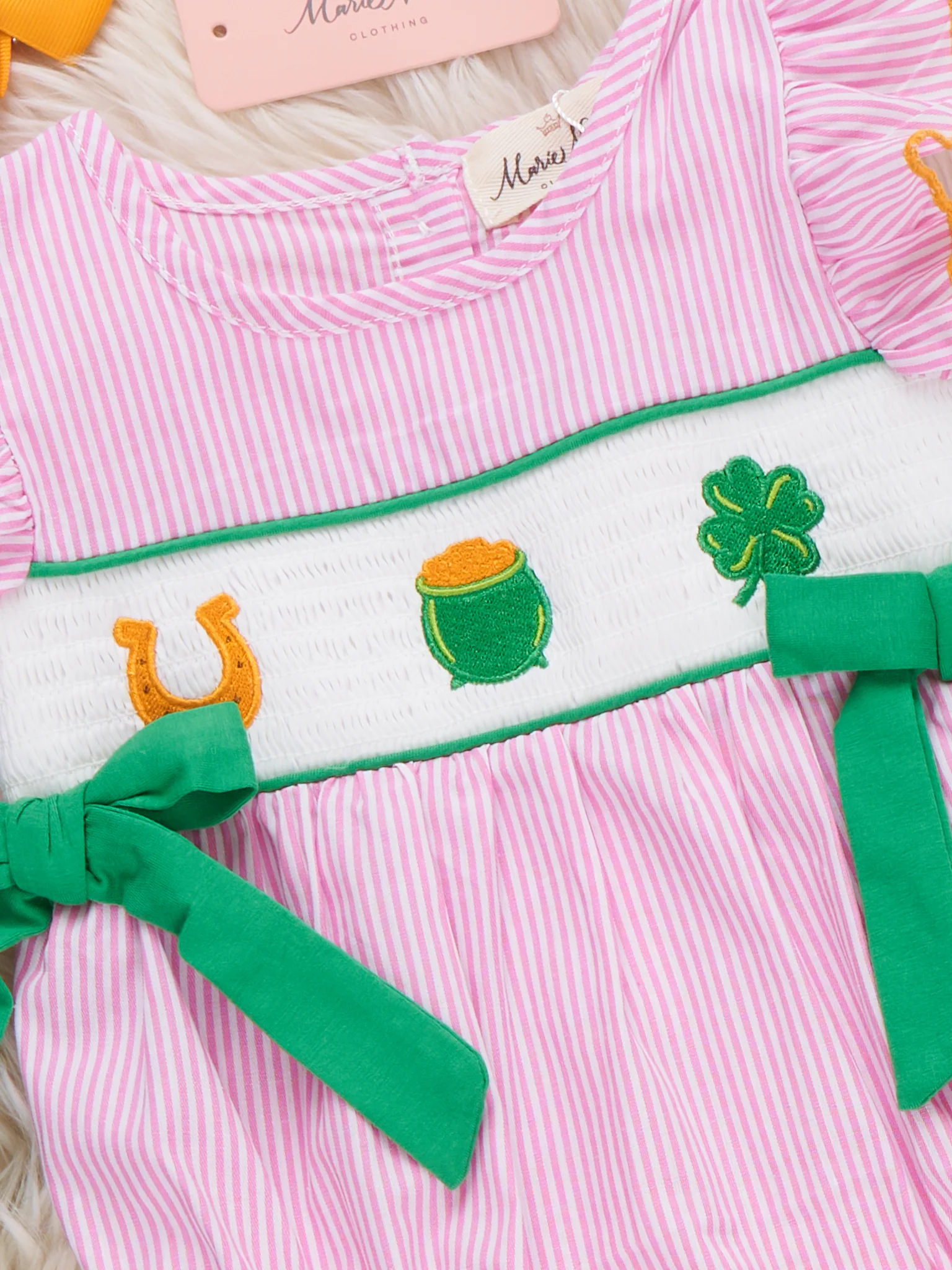 Pot o’ Gold Smocked Cotton Bubble Romper - Image 2