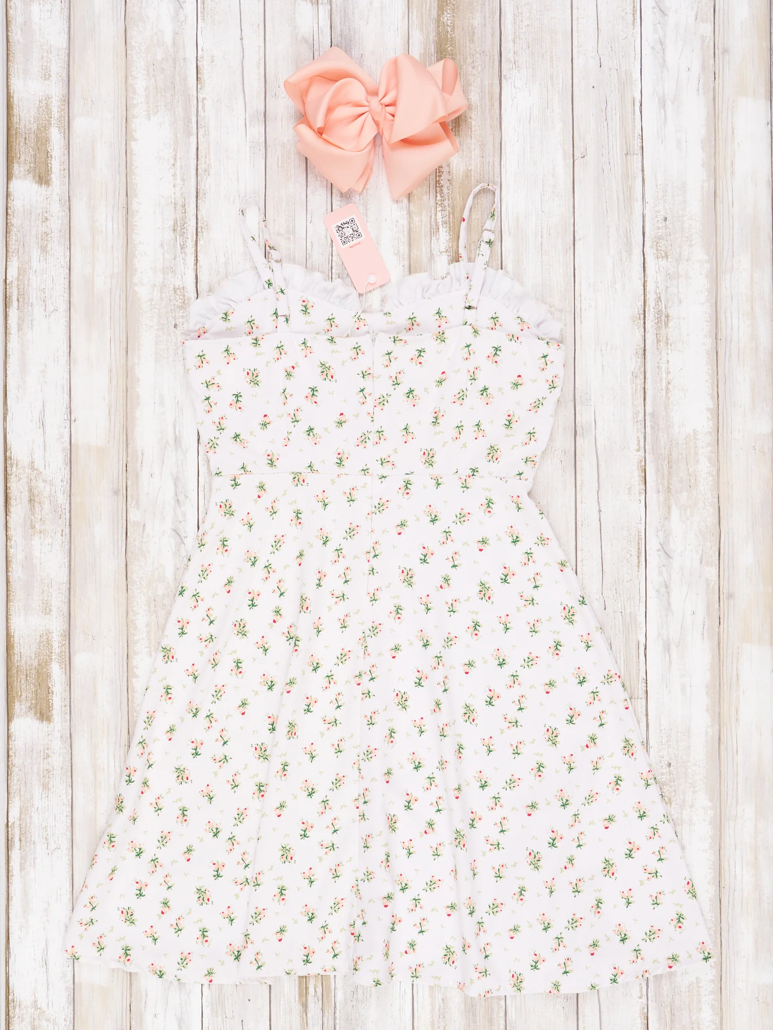 Pre-Teen Floral Cream Elegant Pleat Dress & Cardigan - Image 4