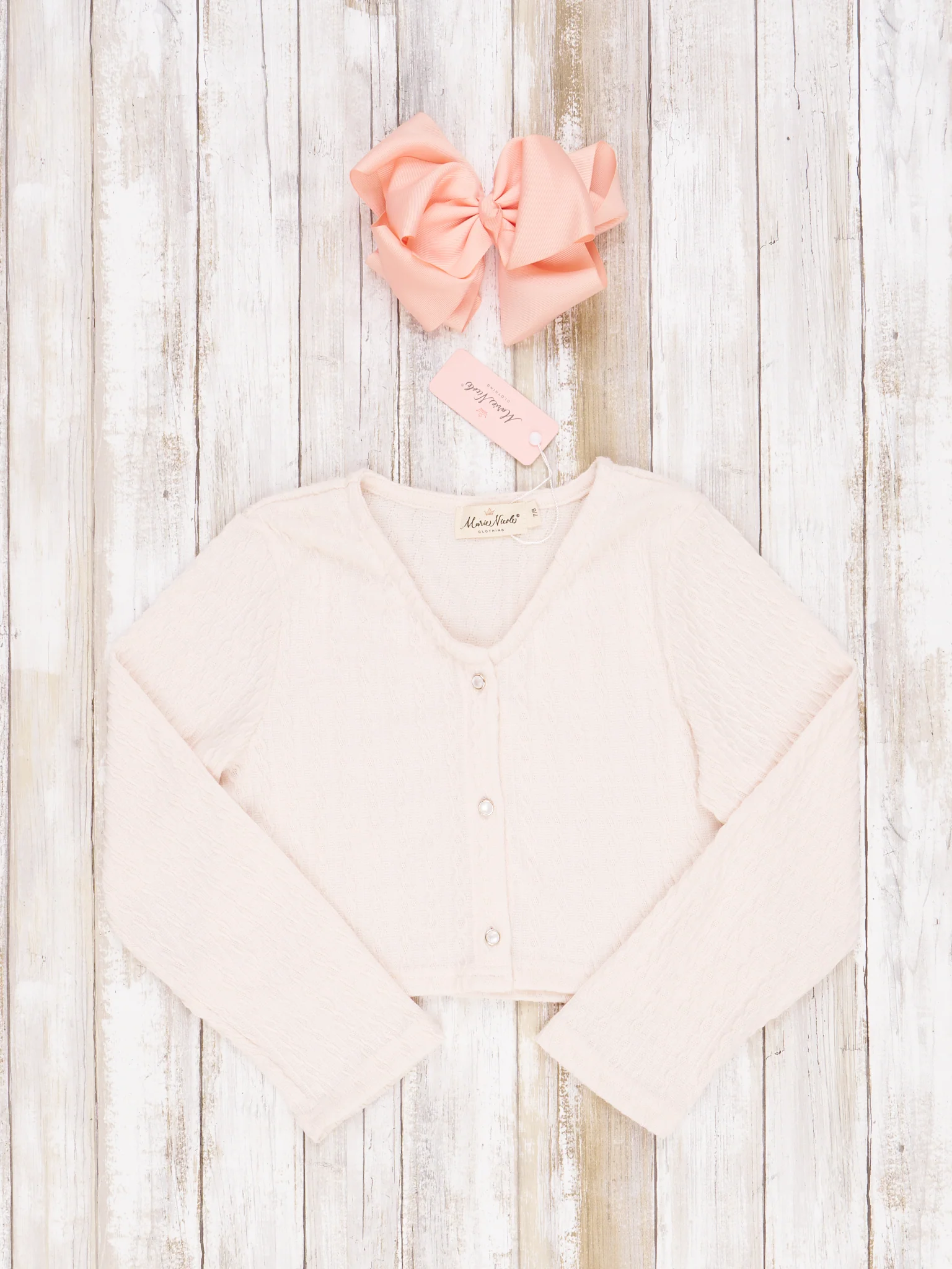 Pre-Teen Floral Cream Elegant Pleat Dress & Cardigan - Image 5