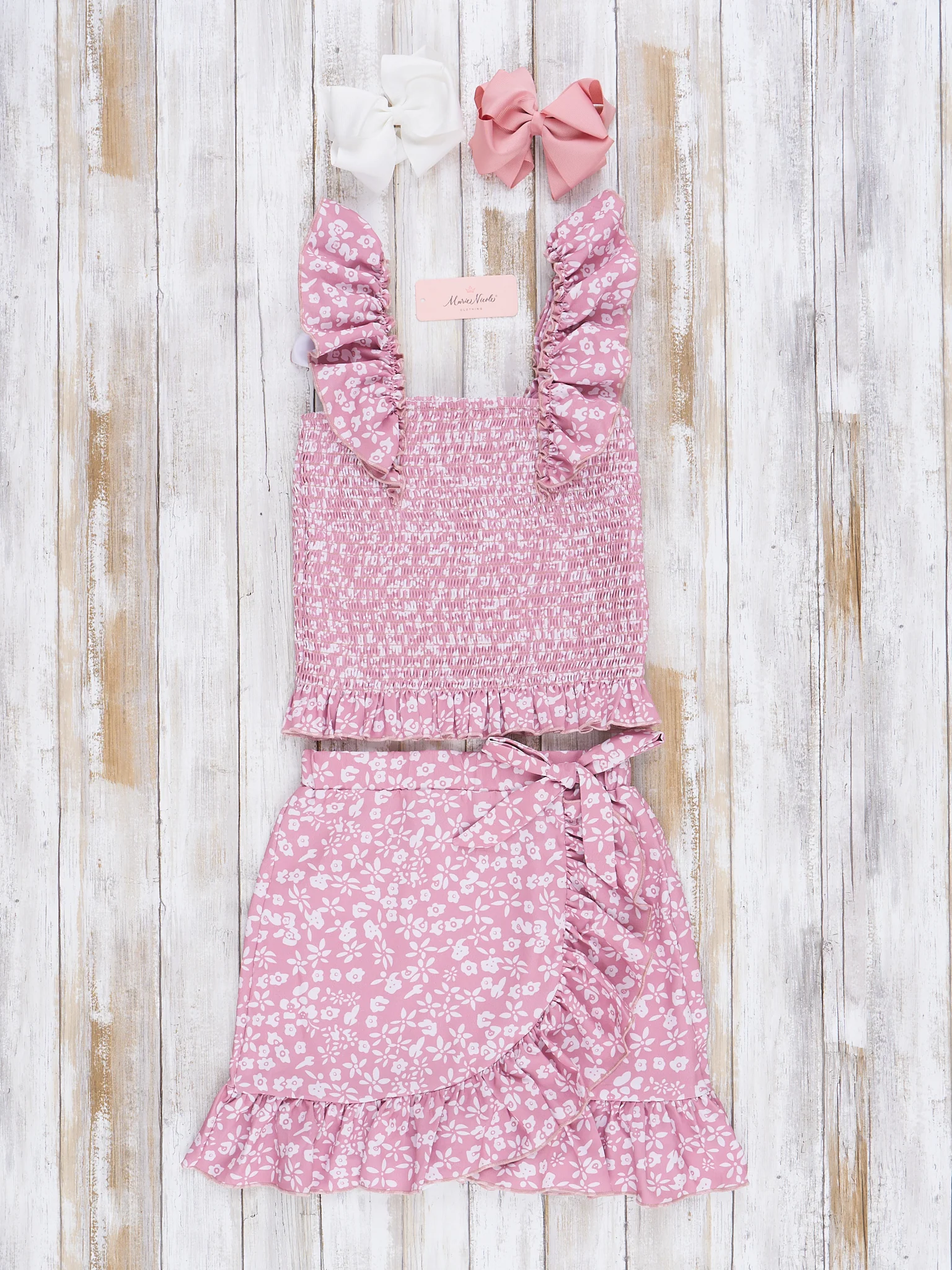 Pre-Teen Mauve Dainty Floral Ruffle Outfit - Image 2