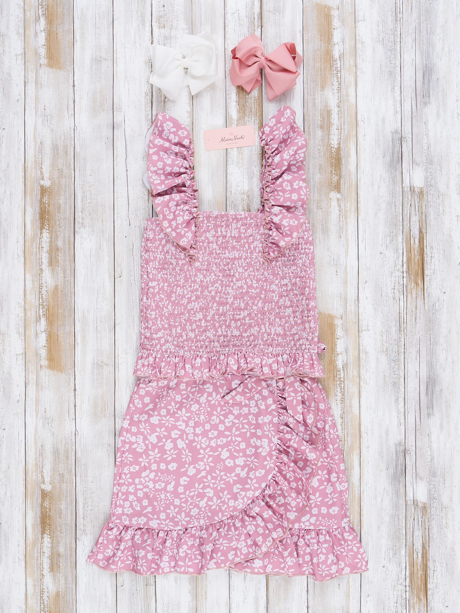 Pre-Teen Mauve Dainty Floral Ruffle Outfit - Image 3