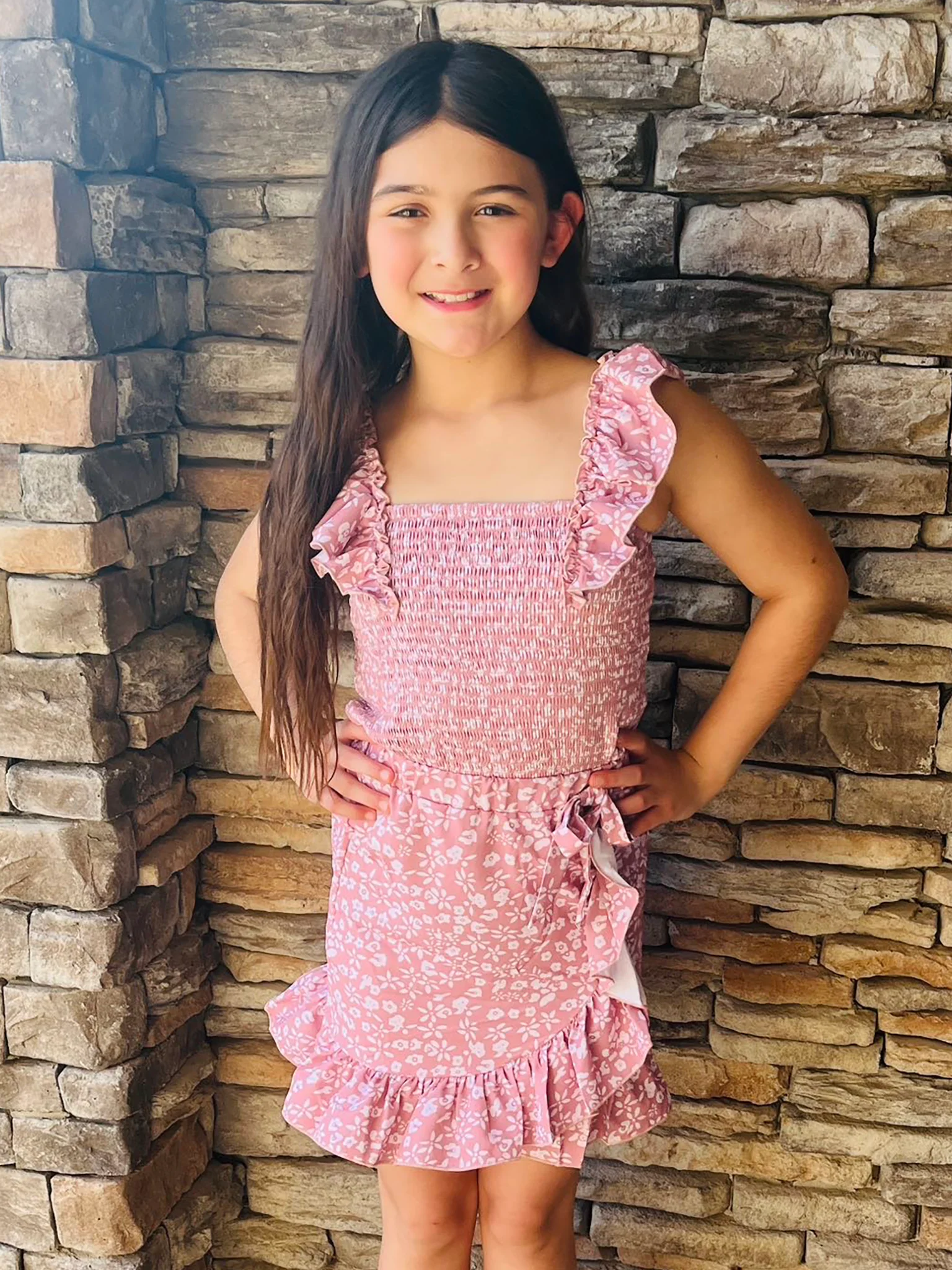 Pre-Teen Mauve Dainty Floral Ruffle Outfit - Image 4