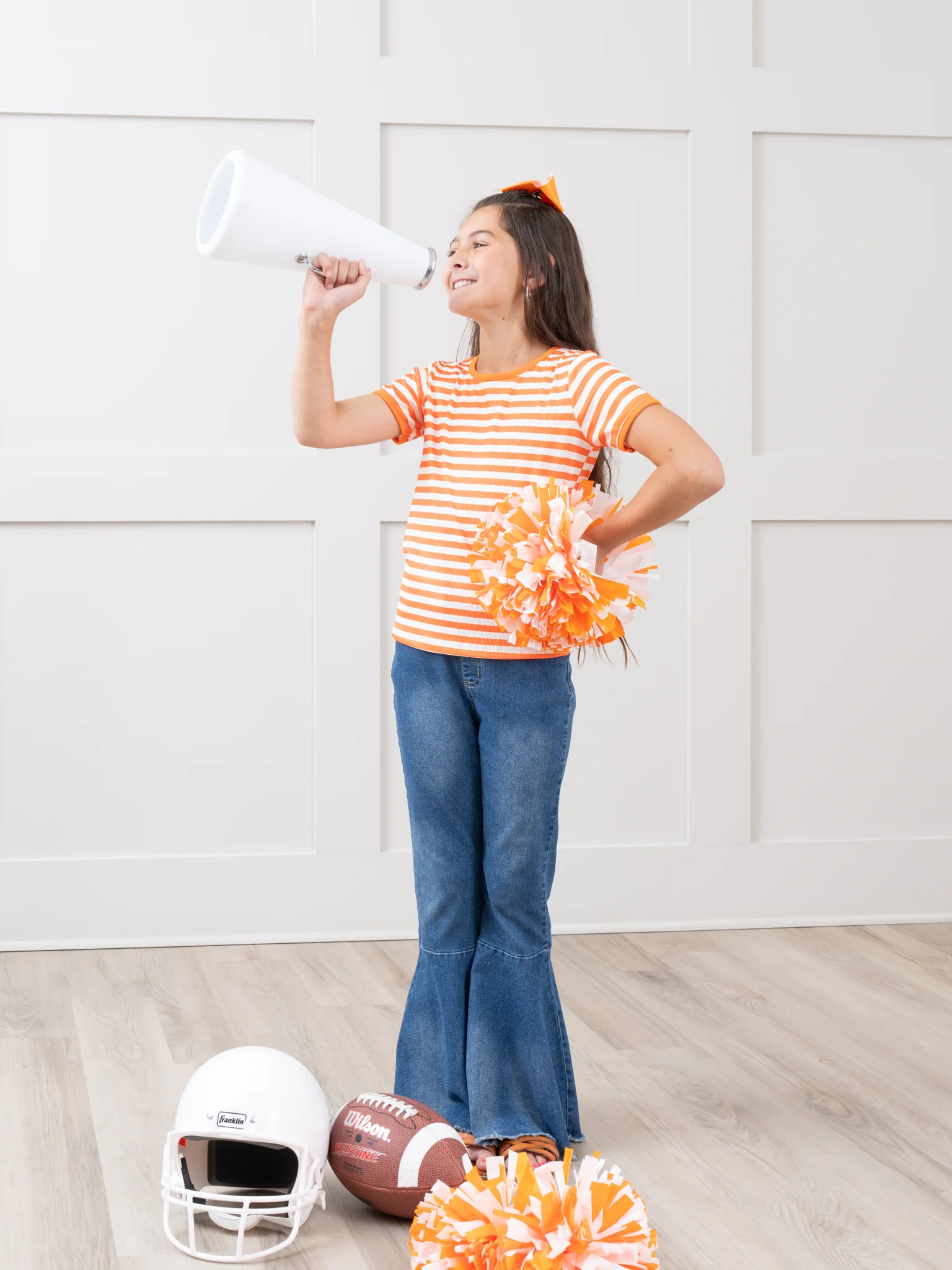 Pre-Teen Orange & White Striped Shirt