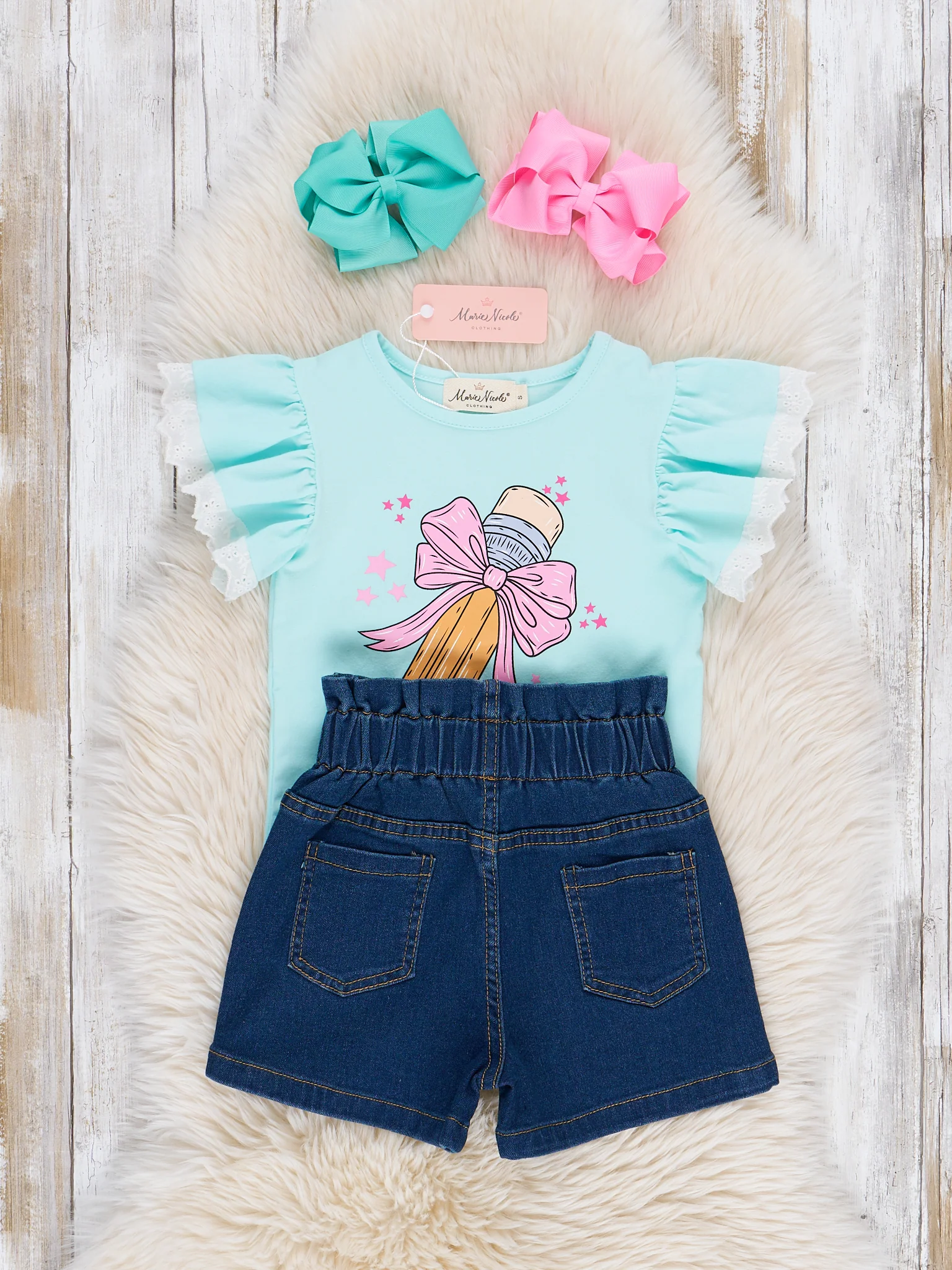 Pretty Bows Pencils Denim Outfit - Image 4