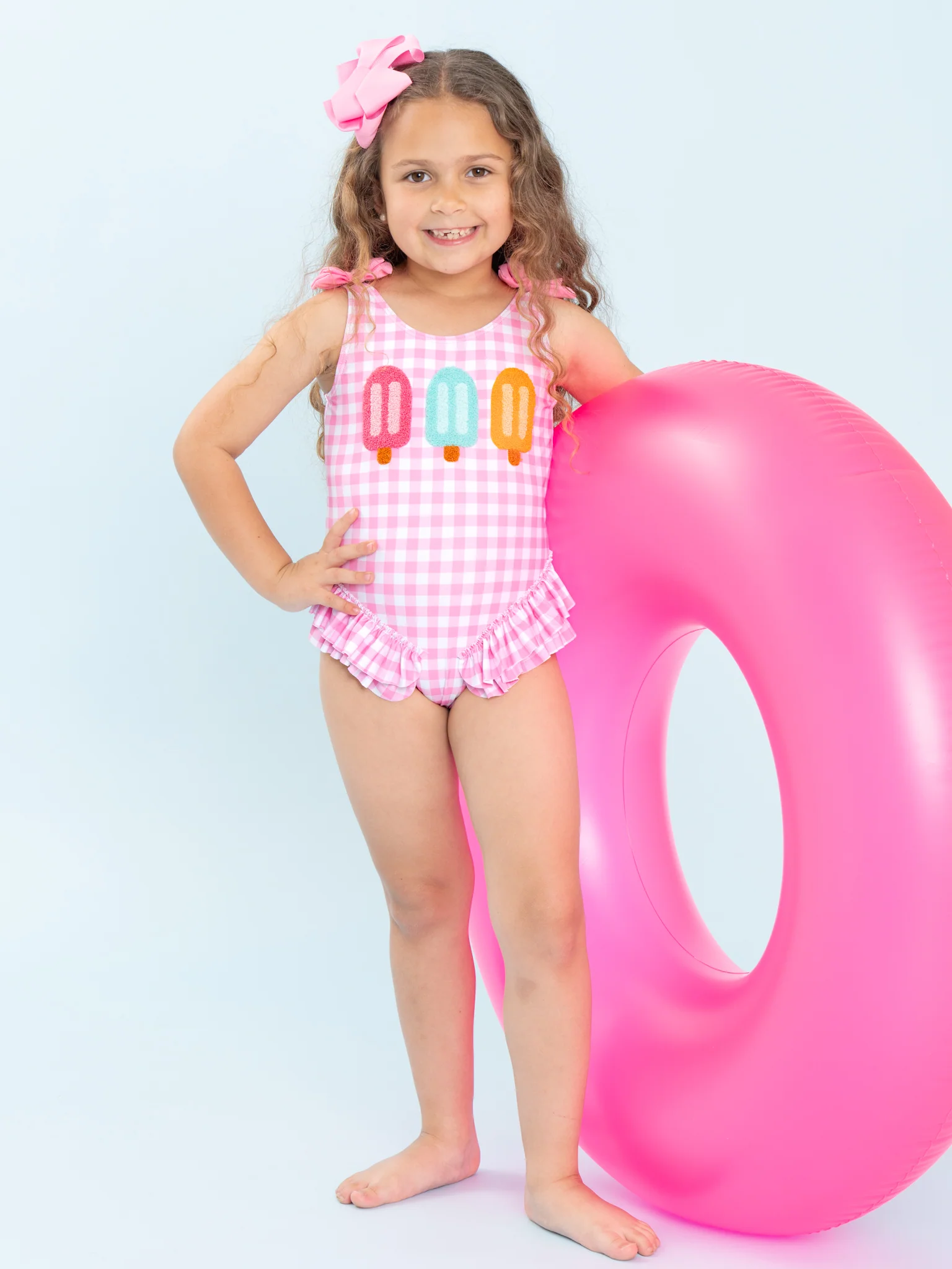 Pretty Popsicles Embroidered Gingham Ruffle Swimsuit - Image 4