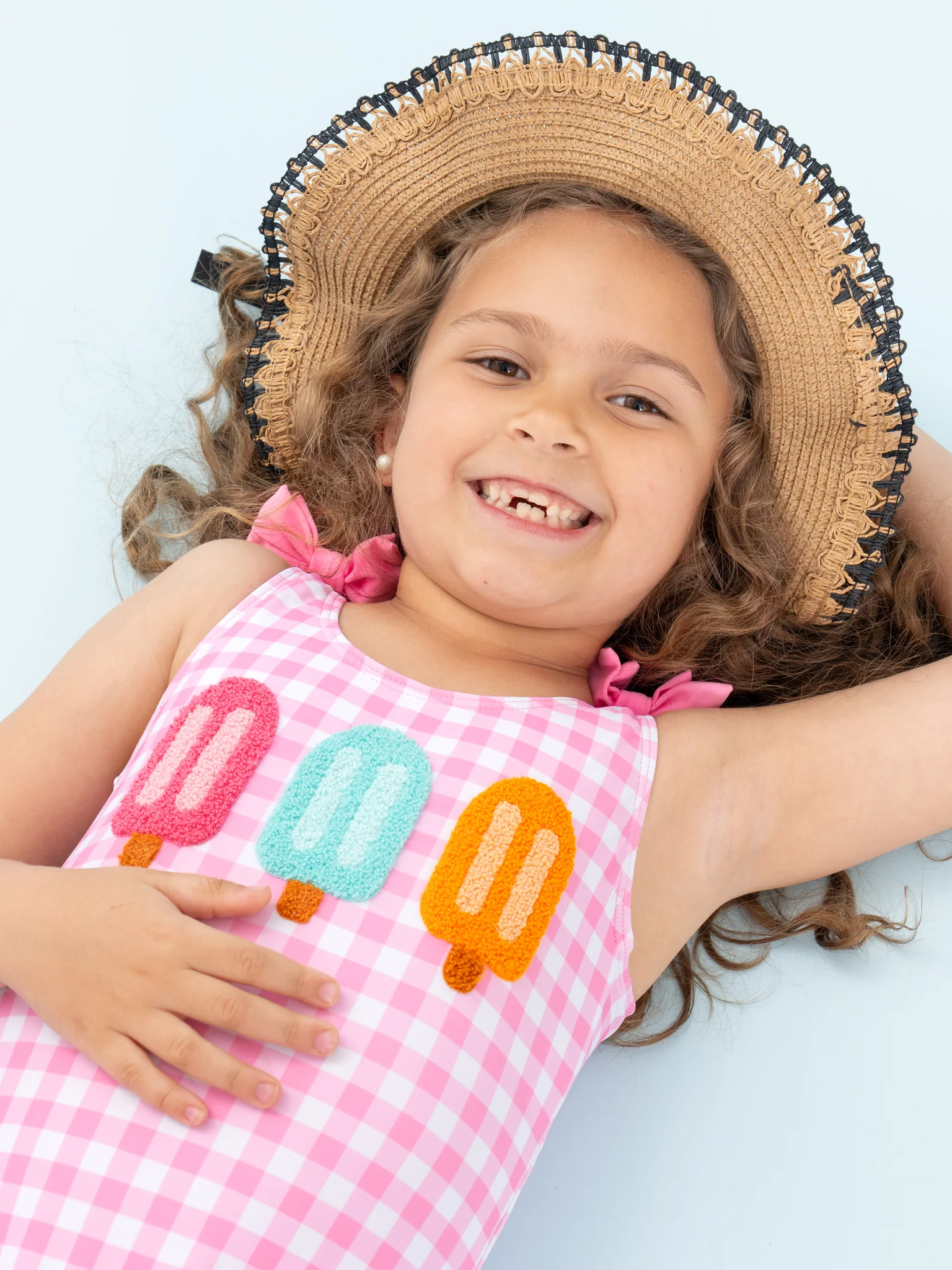 Pretty Popsicles Embroidered Gingham Ruffle Swimsuit - Image 5