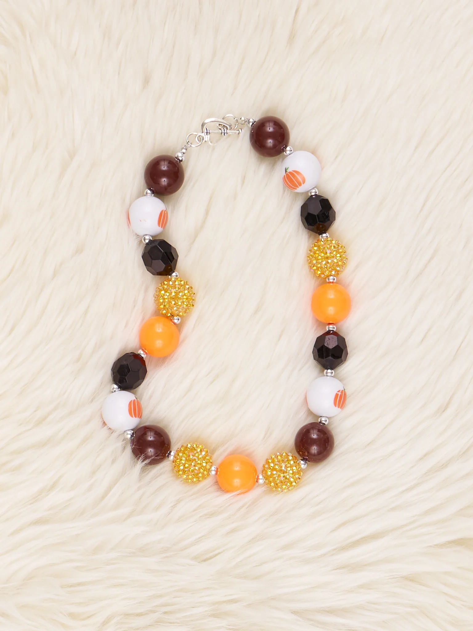 Printed Pumpkins Bubblegum Necklace - Image 4